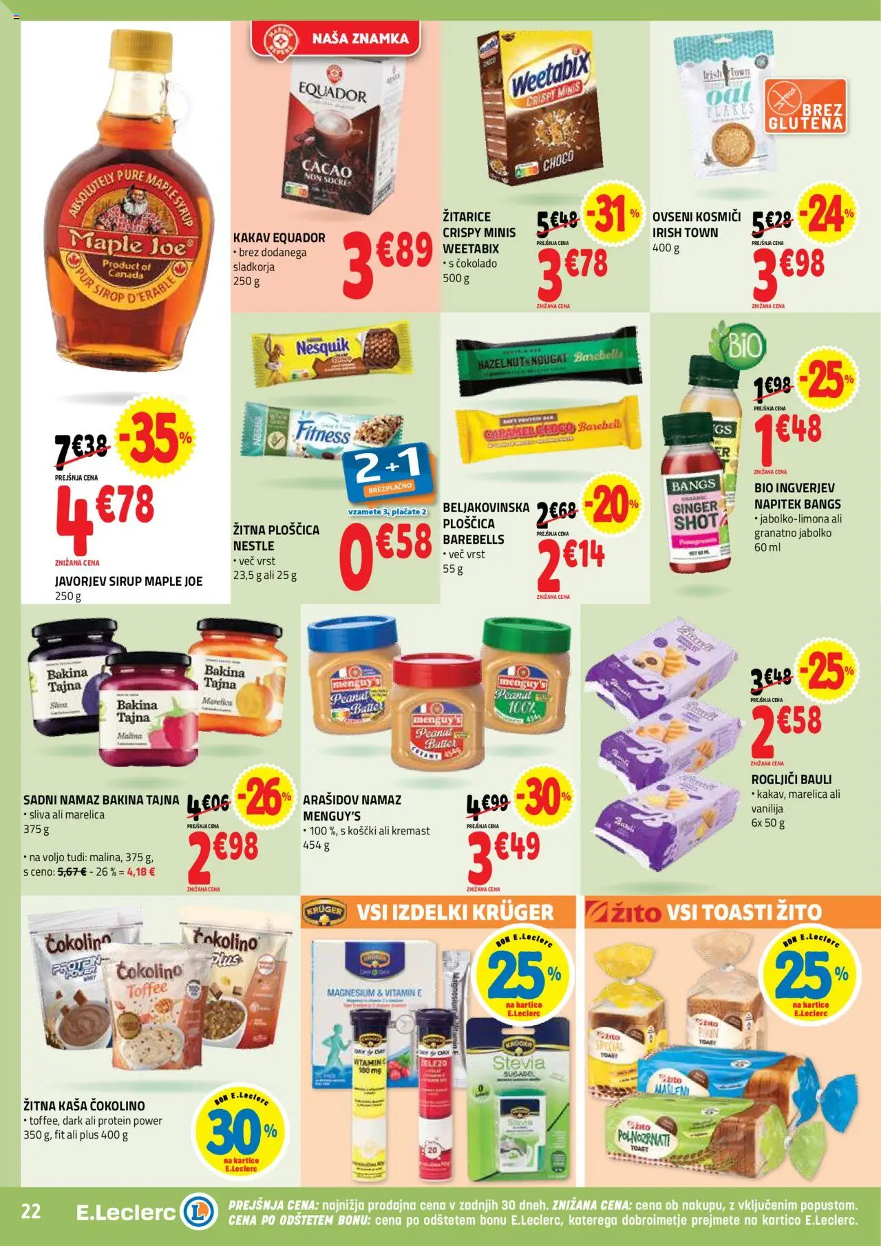 Novi E.leclerc katalog ponudbe – veljaven od 08.10.2025 | Stran: 22 | Izdelki: Sirup, Toast, Namaz, Čokolino