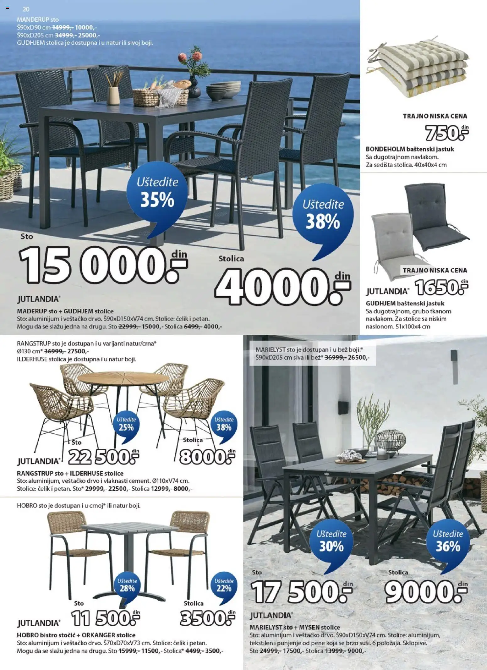 Jysk katalog - važi od 11.03.2026 | Strana: 20 | Proizvode: Jastuk, Sto, Stolica