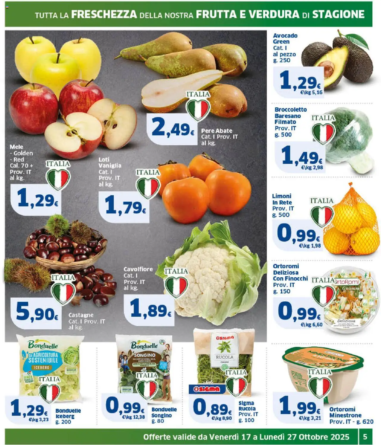 Volantino SIGMA del 17.10.2025 | Pagina: 5 | Prodotti: Minestrone, Rucola, Avocado, Finocchi