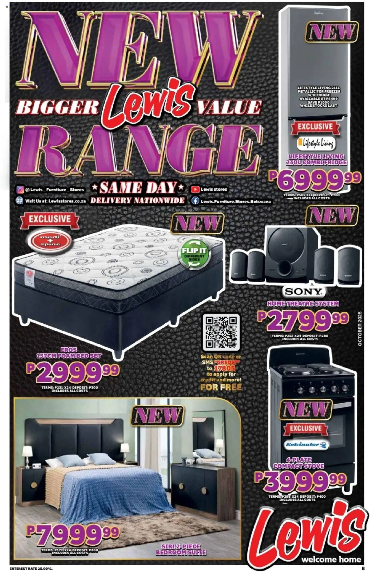 New Lewis Stores catalogue – valid from 01.10.2025 | Page: 1 | Products: Freezer, Fridge, Home theatre system, Foam
