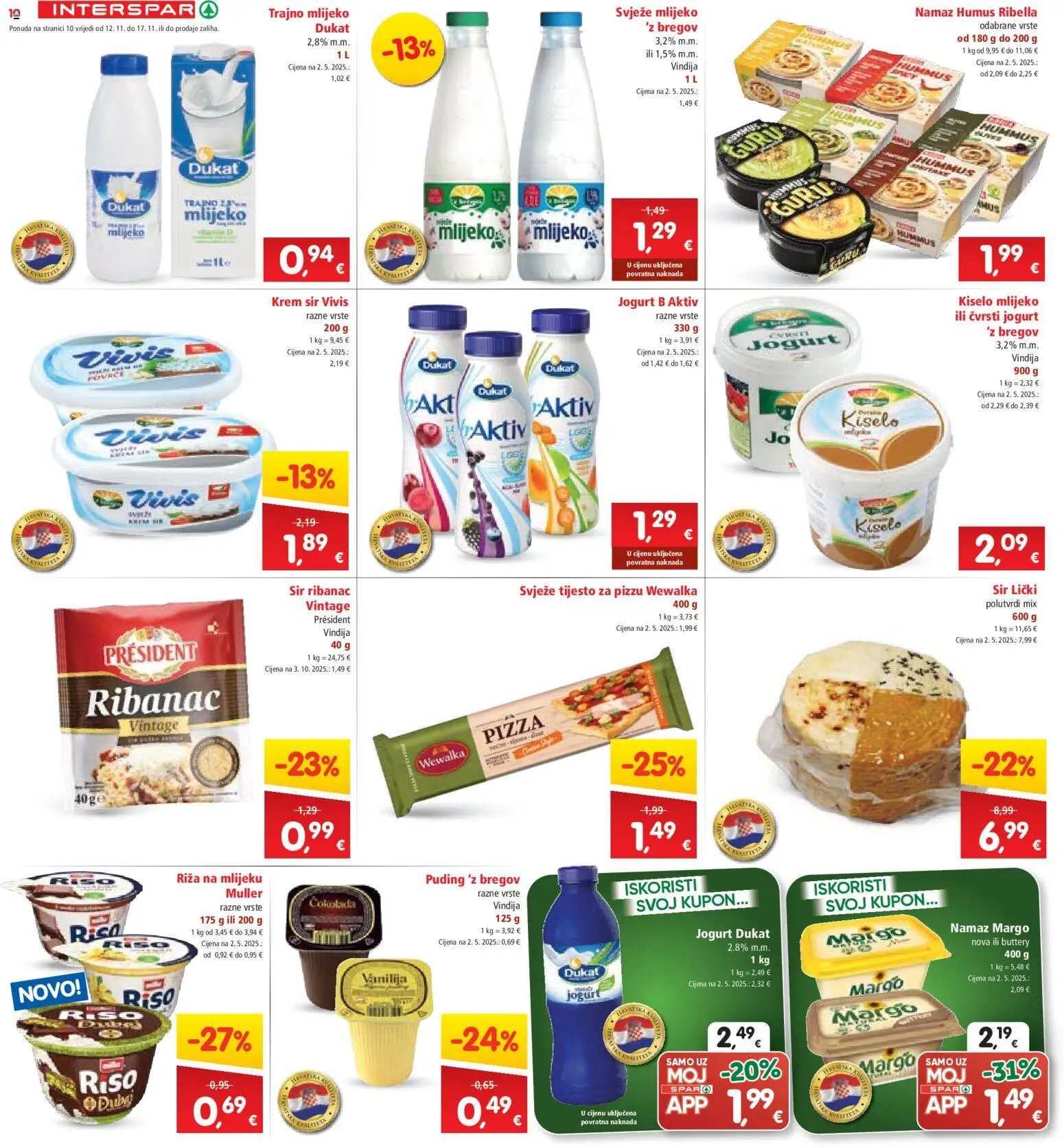 Interspar katalog | vrijedi od 12.11.2025 | Stranica: 12 | Proizvodi: Krem sir, Sir, Jogurt, Puding