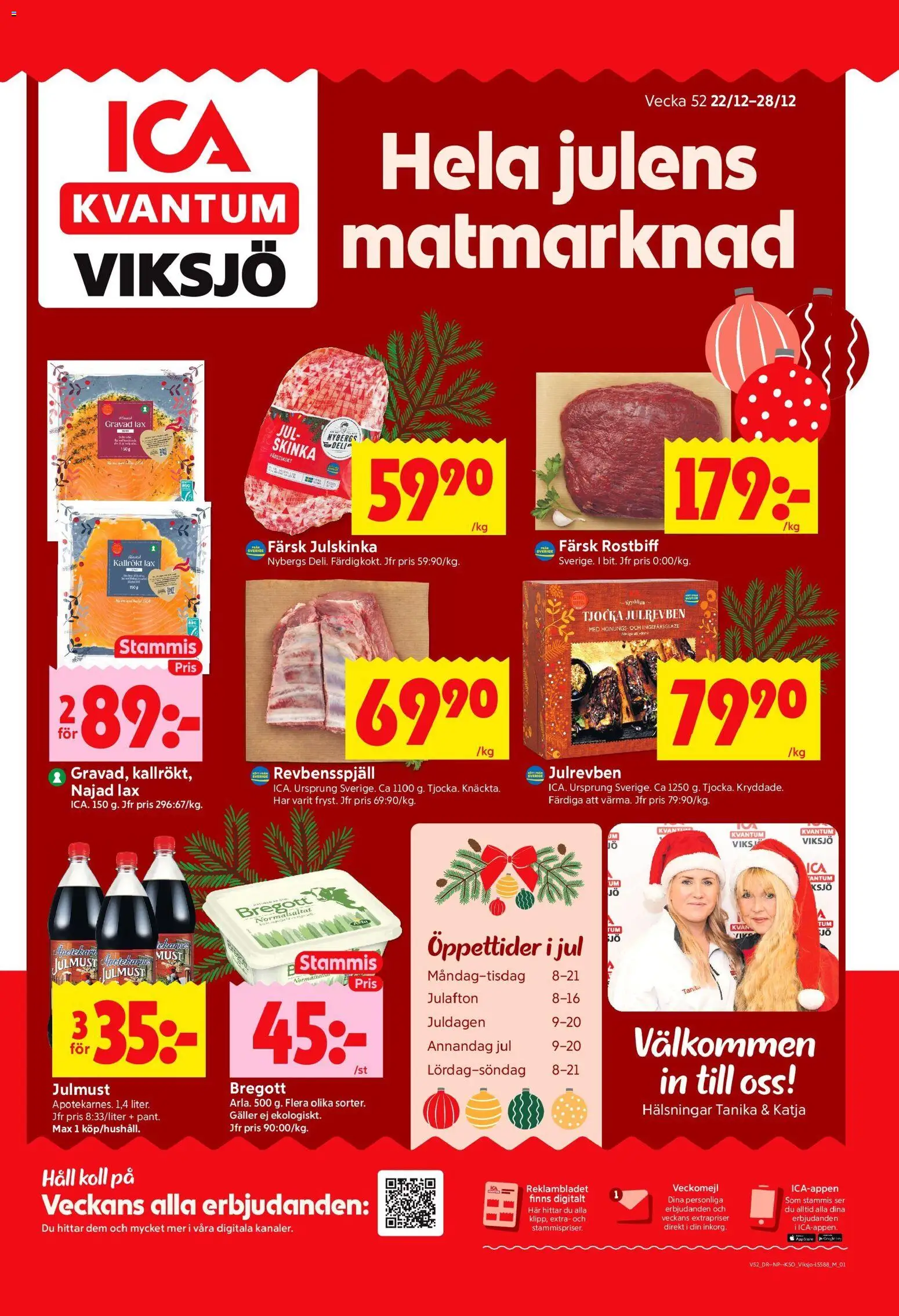 ICA Kvantum reklamblad aktuell från 22.12.2025 | Sida: 1 | Produkter: Galler, Bregott, Skinka, Häll