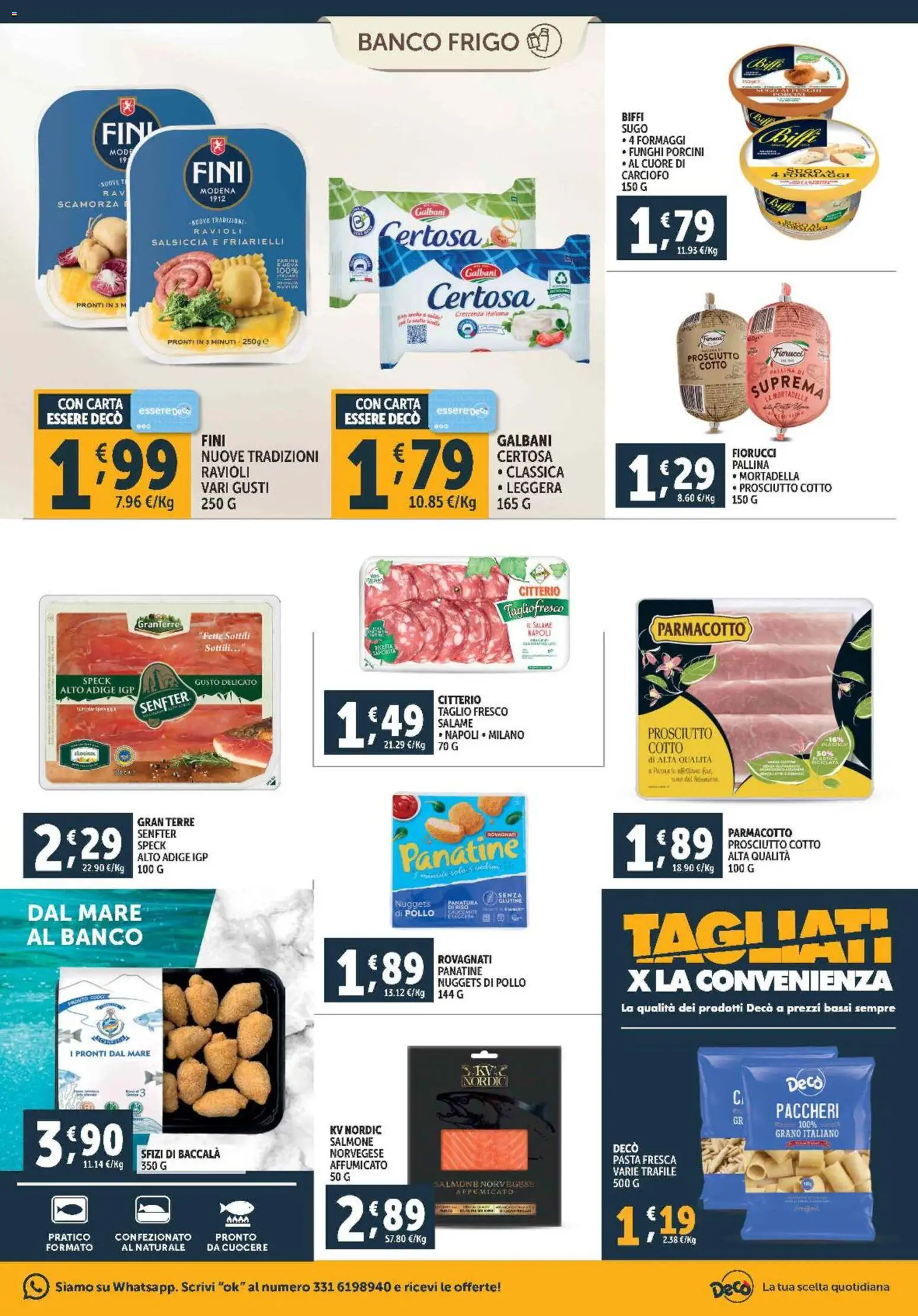 Volantino Decò del 28.10.2025 | Pagina: 9 | Prodotti: Nuggets, Salsiccia, Friarielli, Paccheri