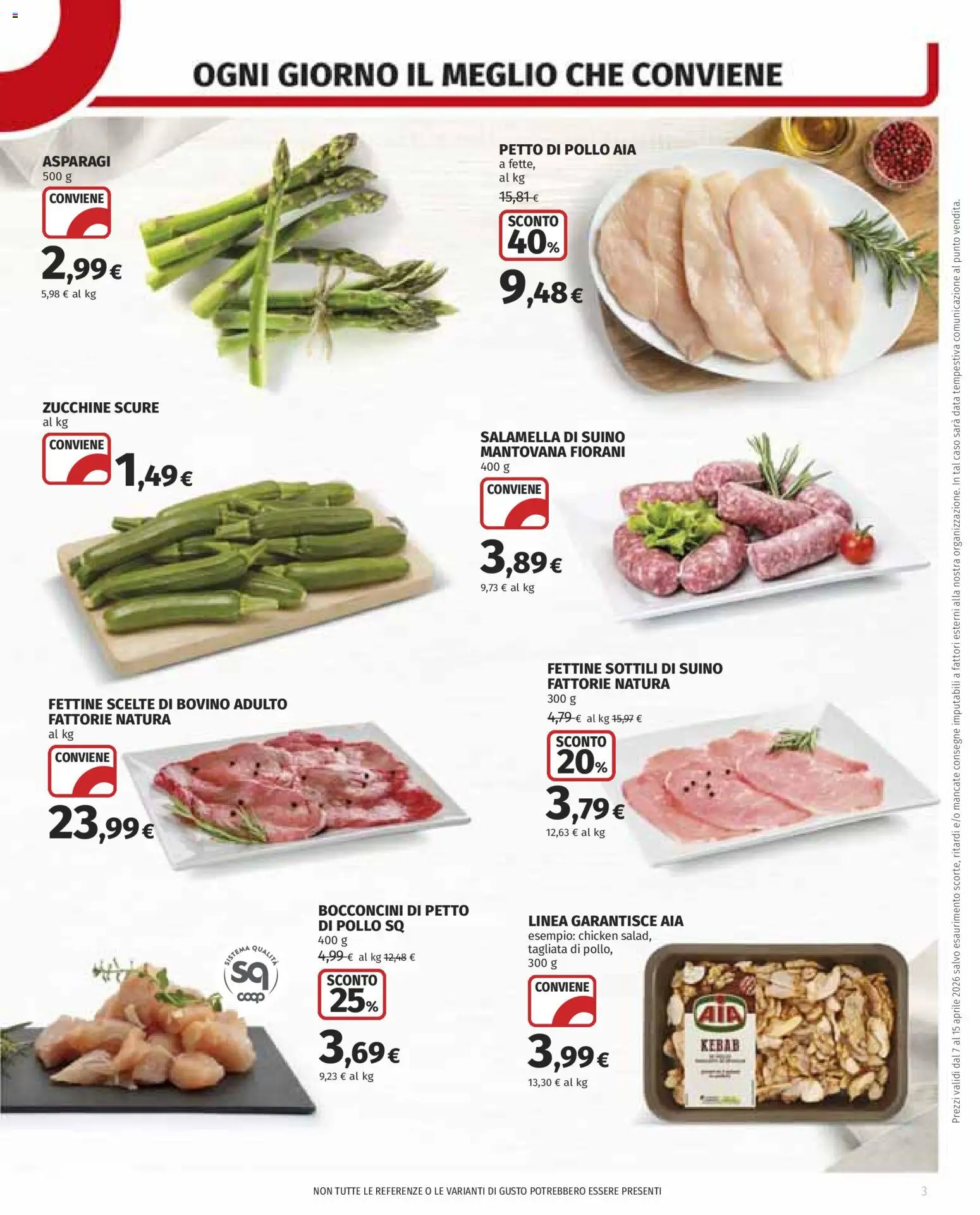 Volantino COOP del 07.04.2026 | Pagina: 3 | Prodotti: Bovino, Pollo, Data, Zucchine