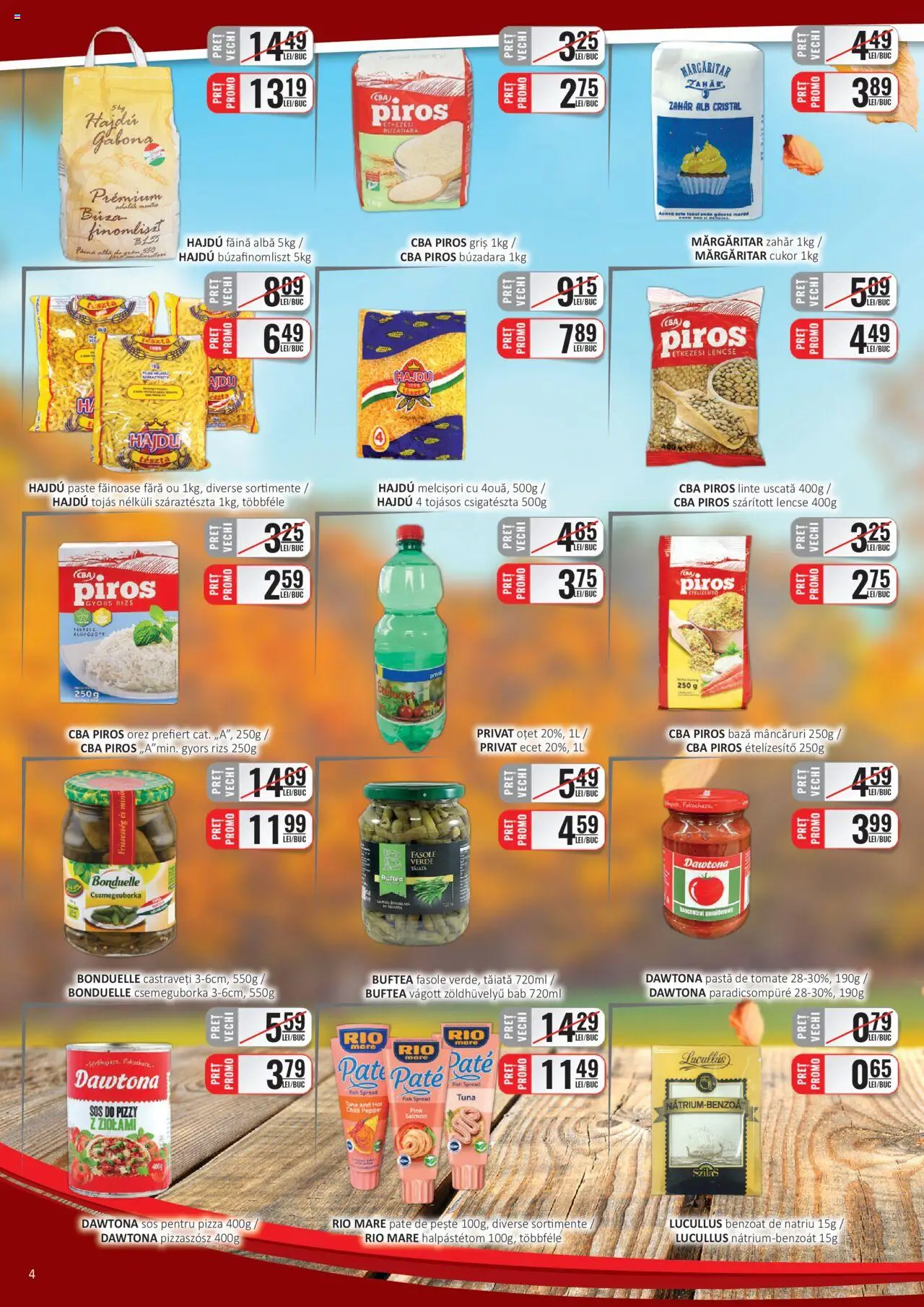 Noul catalog CBA – valabil de la 16.09.2025 | Pagină: 4 | Produse: Pastă de tomate, Pizza, Pește, Castraveți