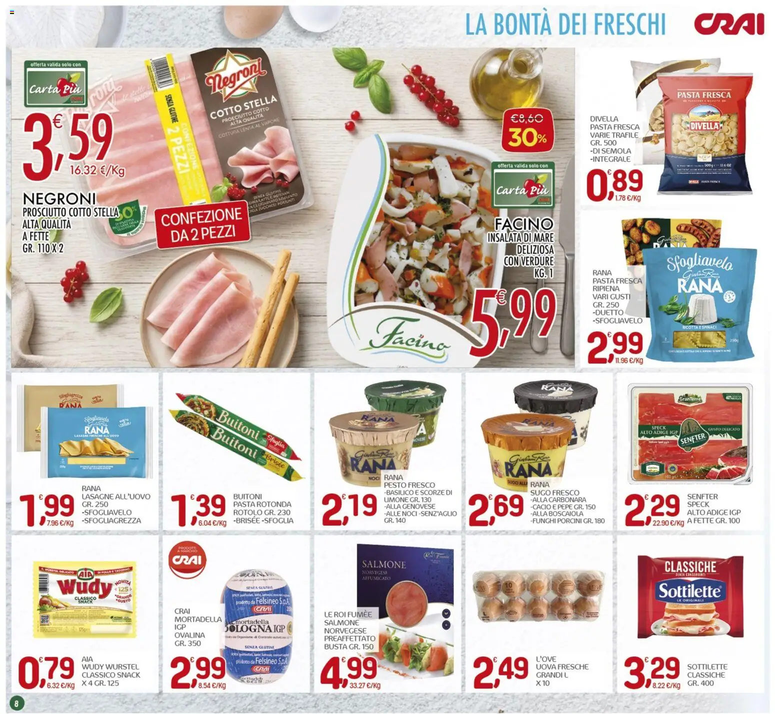 Volantino CRAI del 26.03.2026 | Pagina: 8 | Prodotti: Uova, Limone, Spinaci, Basilico