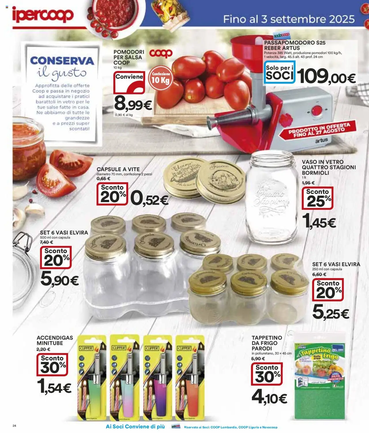 Volantino Ipercoop del 14.08.2025 | Pagina: 24 | Prodotti: Salsa, Passapomodoro, Barattoli, Vaso
