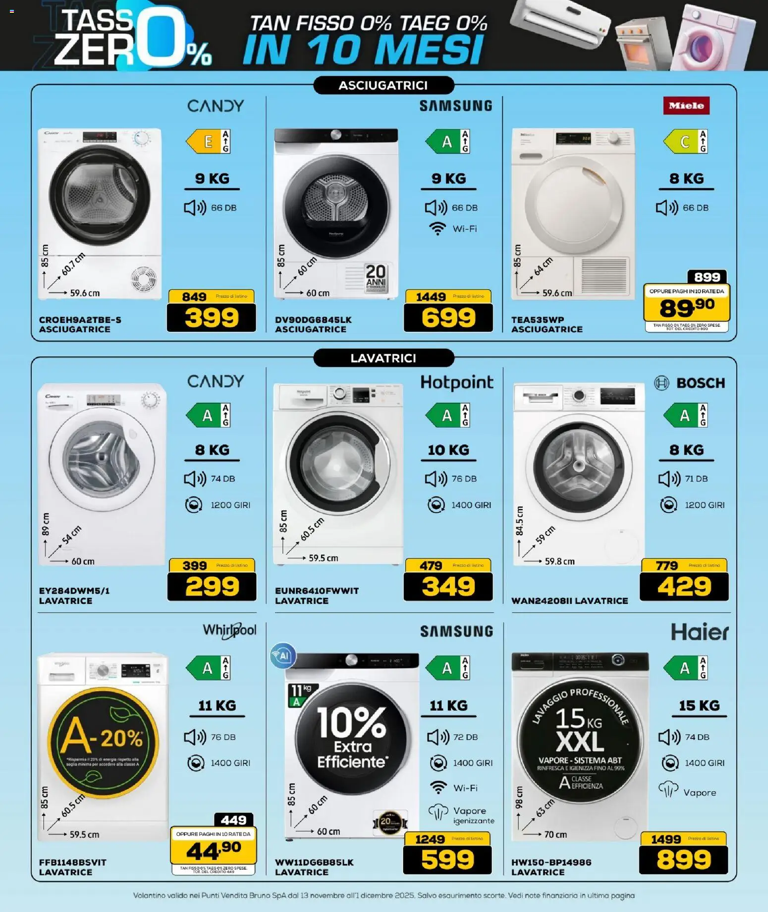 Volantino BRUNO del 13.11.2025 | Pagina: 18 | Prodotti: Lavatrice, Asciugatrice, Miele, Samsung