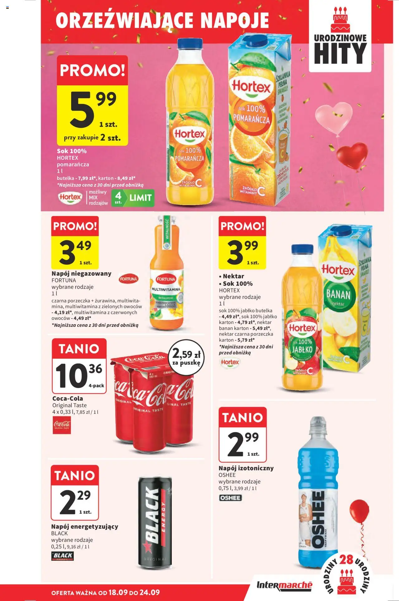Intermarche Gazetka od 18.09.2025 | Strona: 39 | Produkty: Napoje, Porzeczka, Sok, Banan