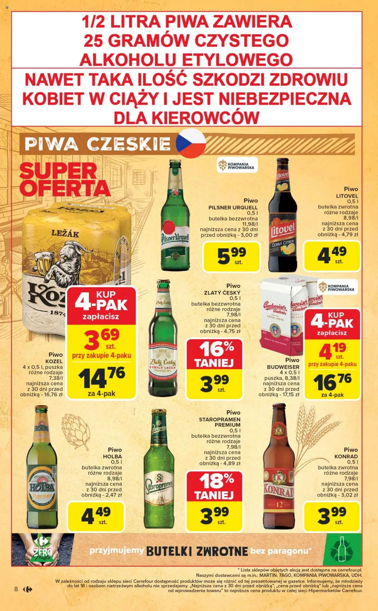 Carrefour Gazetka - Festiwal piwa od 16.06.2025 | Strona: 8 | Produkty: Leżak, Piwo Staropramen, Piwo