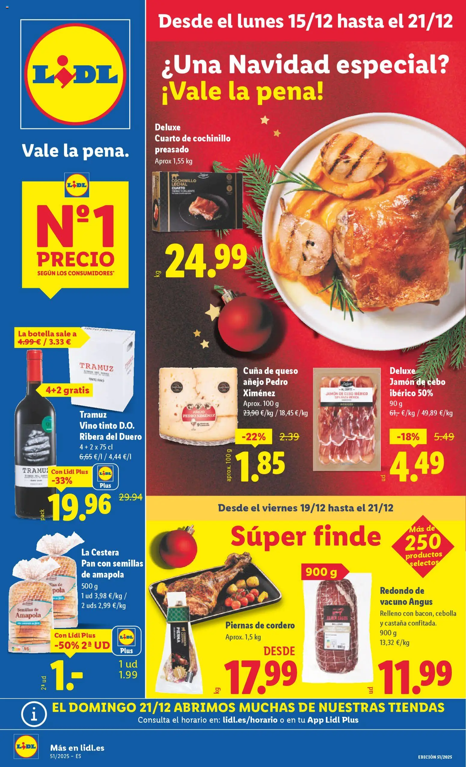Lidl folleto │ válido desde el 15.12.2025 | Página: 1 | Productos: Pan, Jamón, Παγωμένο τσάι, Cuna