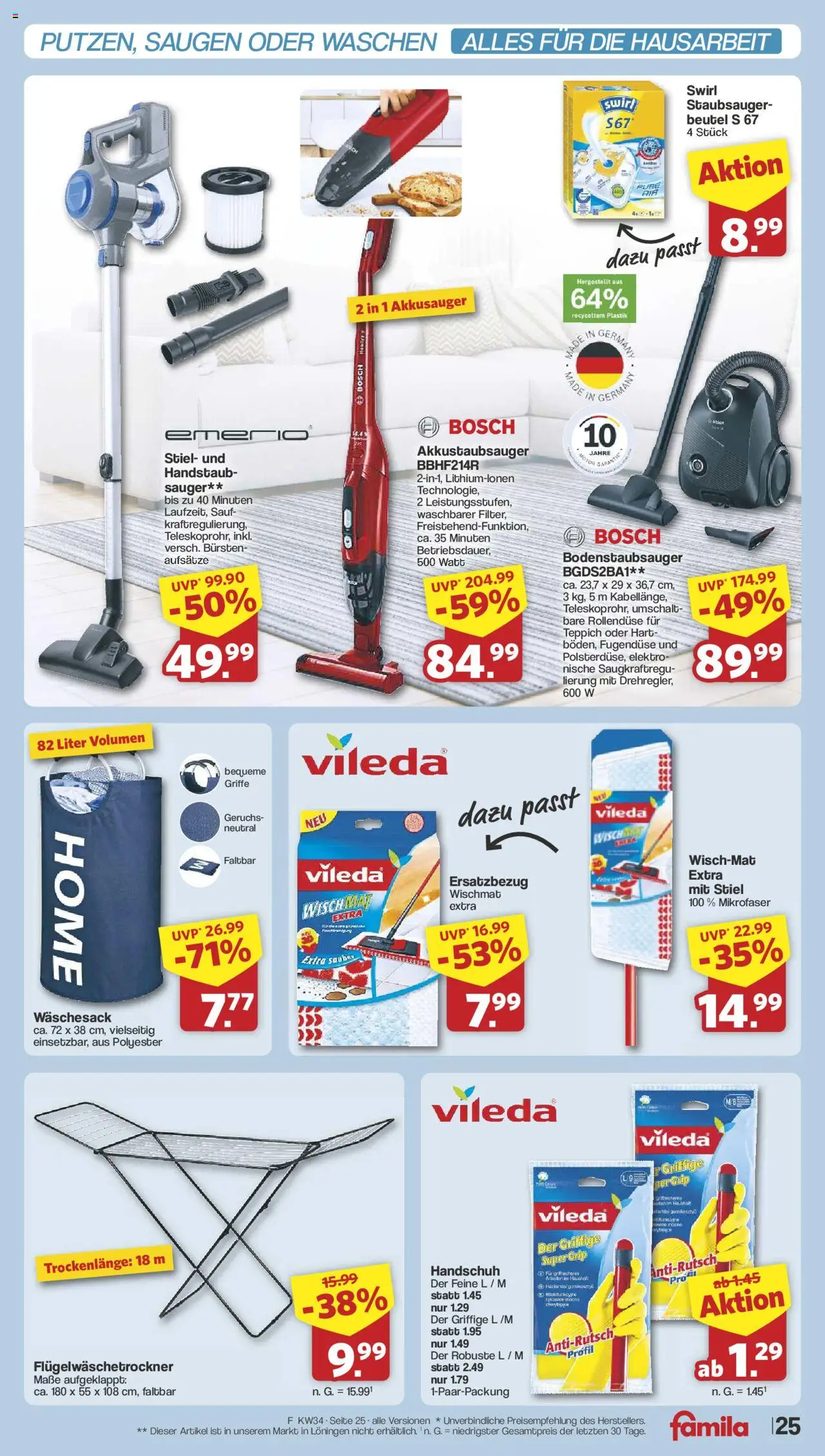 Famila Nordwest Prospekt 	 - gültig ab dem 18.08.2025 | Seite: 30 | Produkte: Bosch, Staubsauger, Teppich