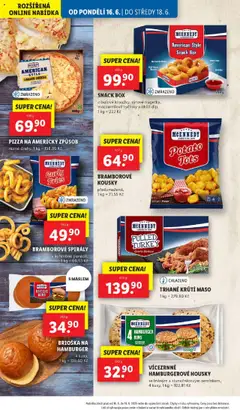 Lidl leták od 16.06.2025 | Strana: 20 | Produkty: Hamburger, Mozzarella sticks, Maso, Krůtí maso