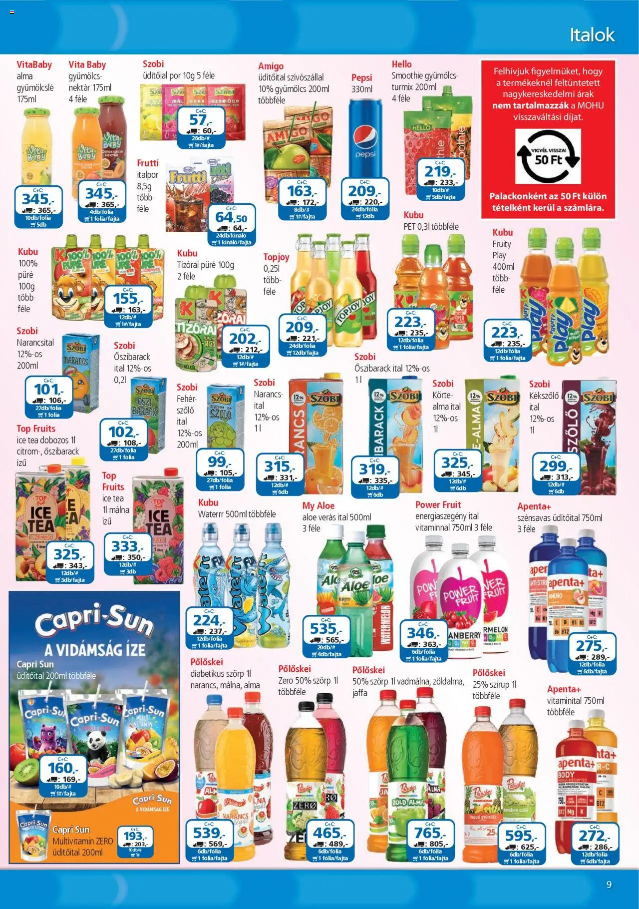 ÁRKLUB akciós ujság - amely érvényes a következő dátumtól: 01.07.2025 | Oldal: 9 | Termékek: Őszibarack, Szőlő, Body, Aloe vera