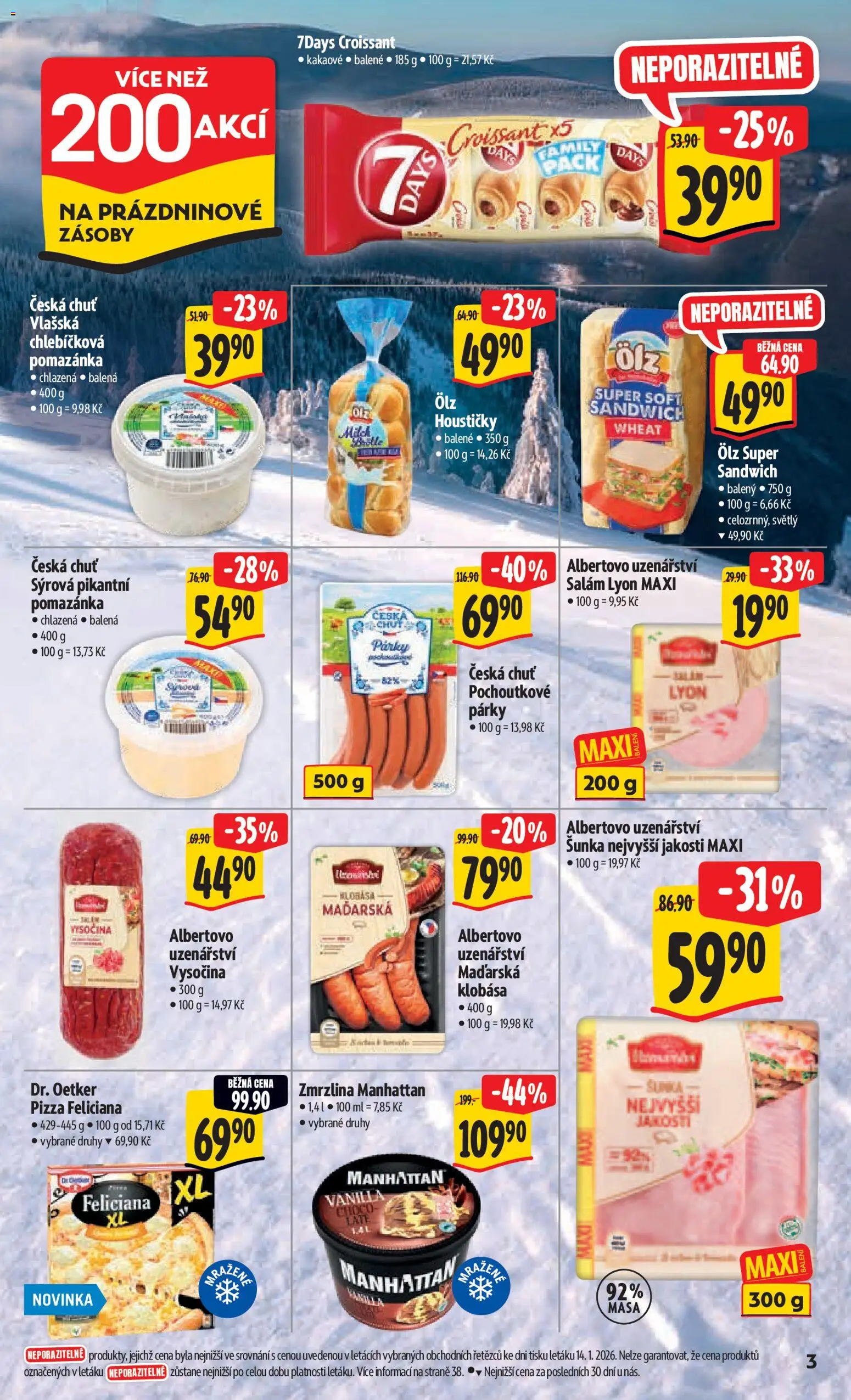 Albert leták - Hypermarket od 21.01.2026 | Strana: 8 | Produkty: Salám, Zmrzlina Manhattan, Pomazánka, Croissant