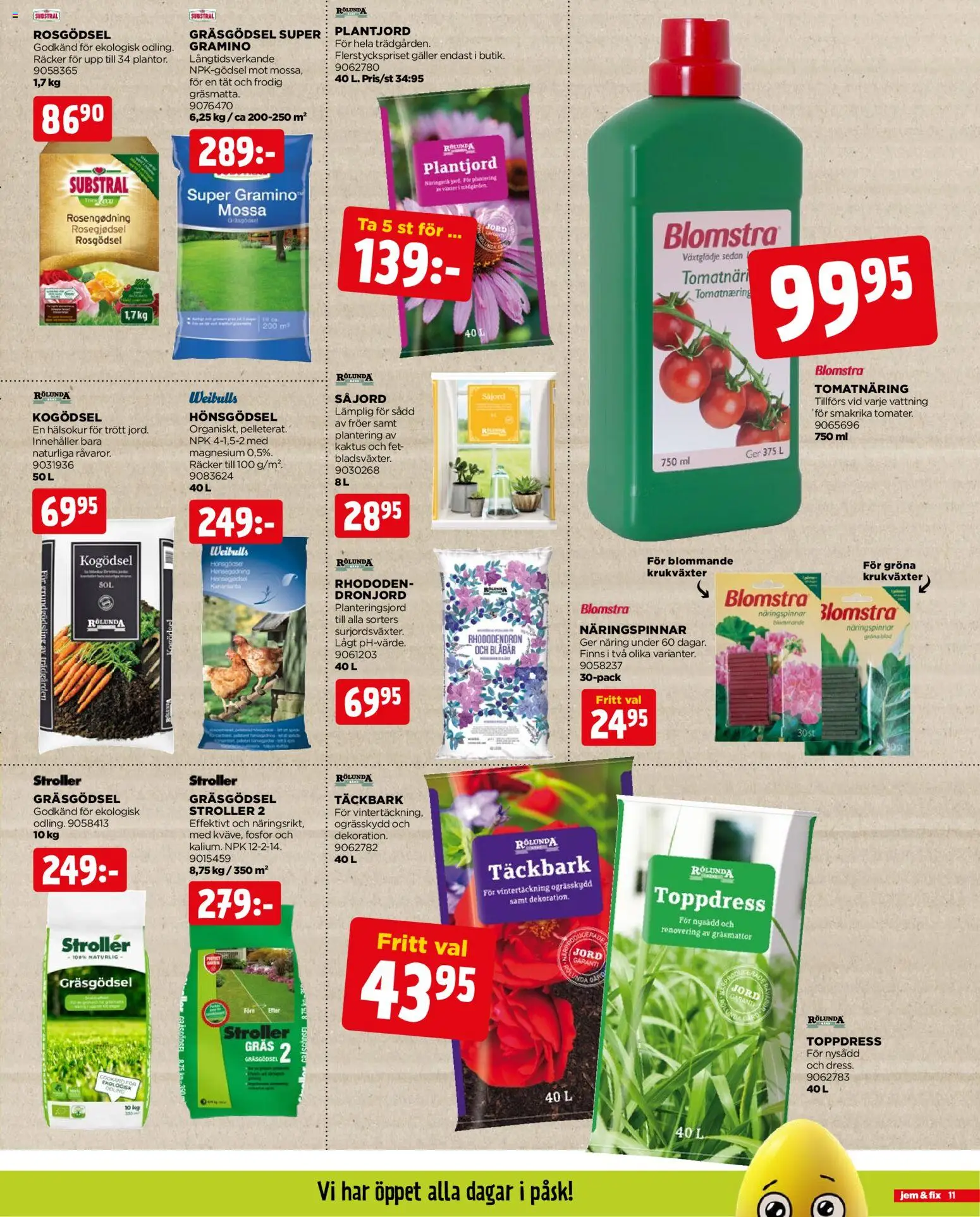 Jem & Fix reklamblad aktuell från 30.03.2026 | Sida: 11 | Produkter: Hönsgödsel, Kogödsel, Galler, Mössa