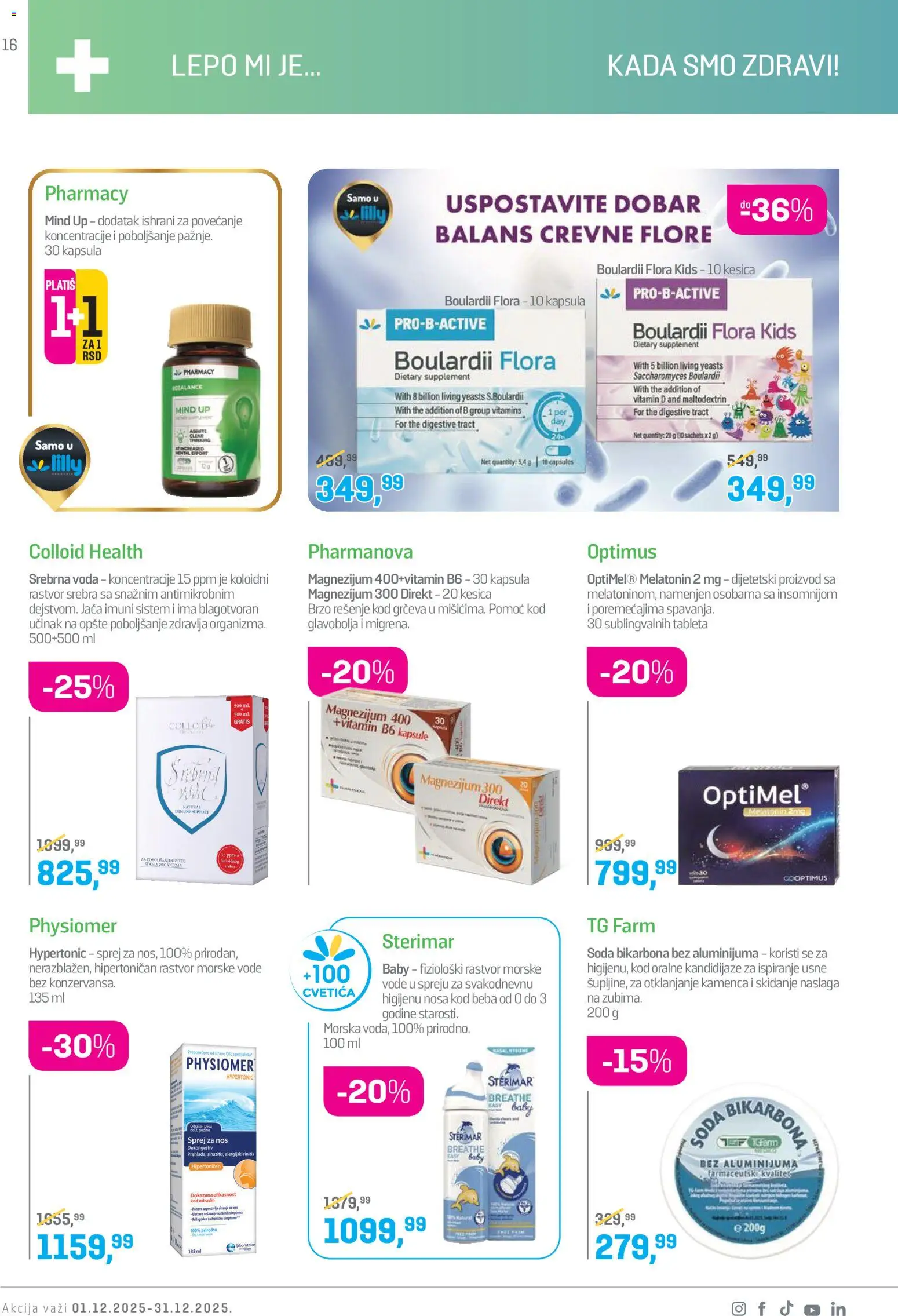 Lilly drogerie katalog - važi od 01.12.2025 | Strana: 16 | Proizvode: Kapsule, Voda