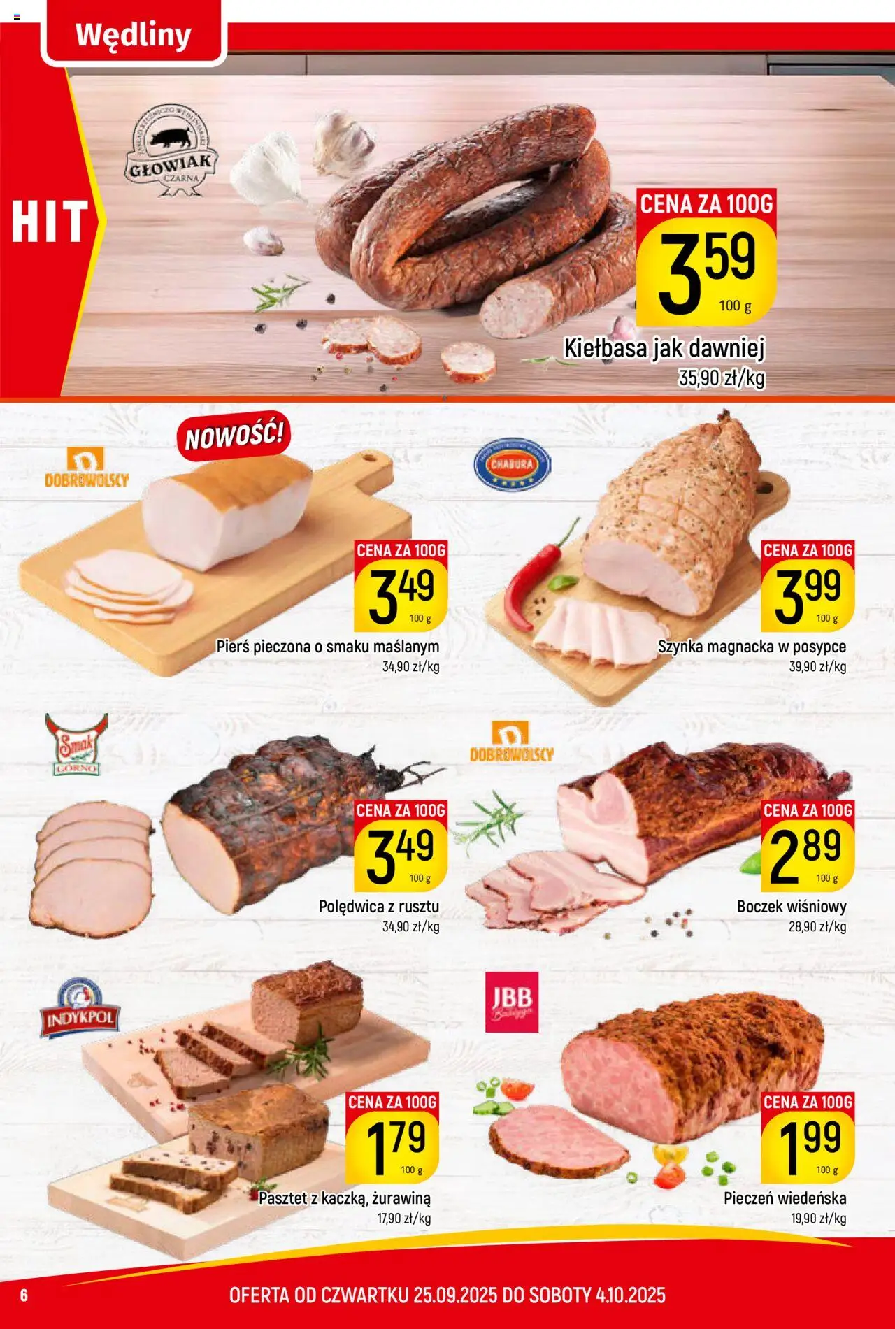 Piotruś Pan Gazetka od 25.09.2025 | Strona: 6 | Produkty: Szynka, Boczek, Żurawina, Wędliny