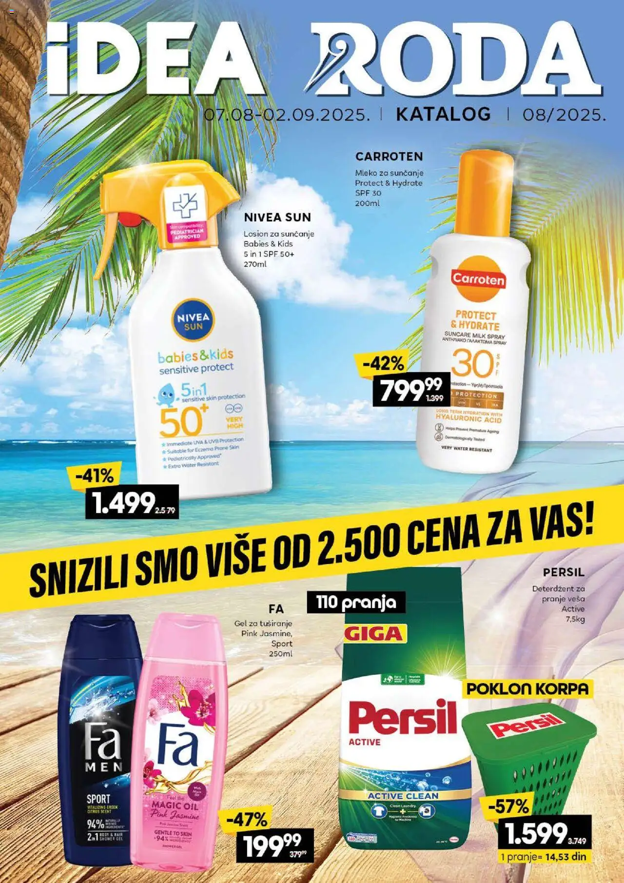 Idea katalog - važi od 07.08.2025 | Strana: 1 | Proizvode: Deterdžent, Mleko, Gel za tuširanje, Persil