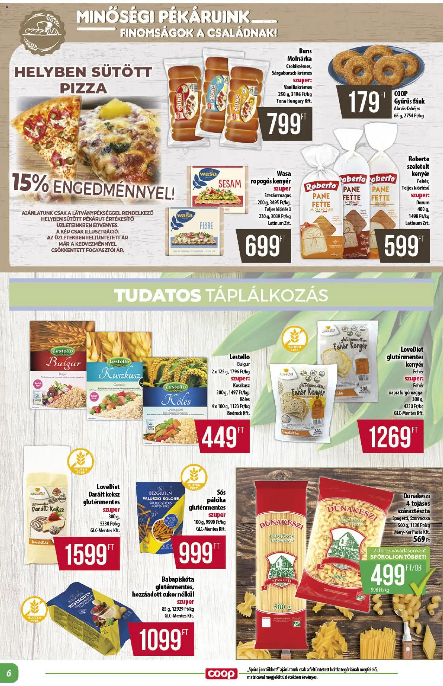 COOP akciós ujság - amely érvényes a következő dátumtól: 11.12.2025 | Oldal: 6 | Termékek: Kenyér, Pizza, Keksz, Cukor