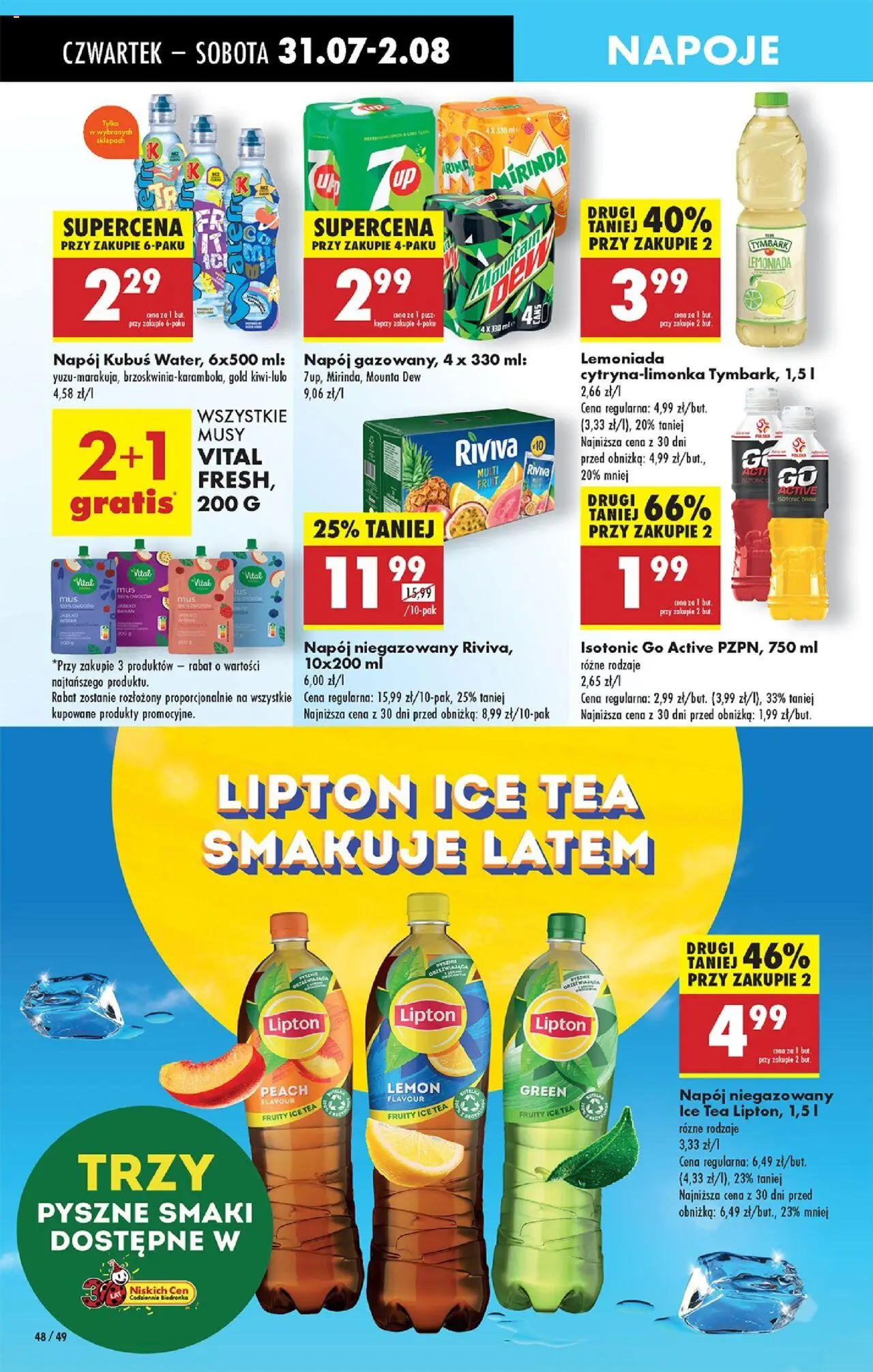 Biedronka gazetka - Oferta W tym tygodniu od 31.07.2025 | Strona: 64 | Produkty: Ice Tea, Napoje, Banan