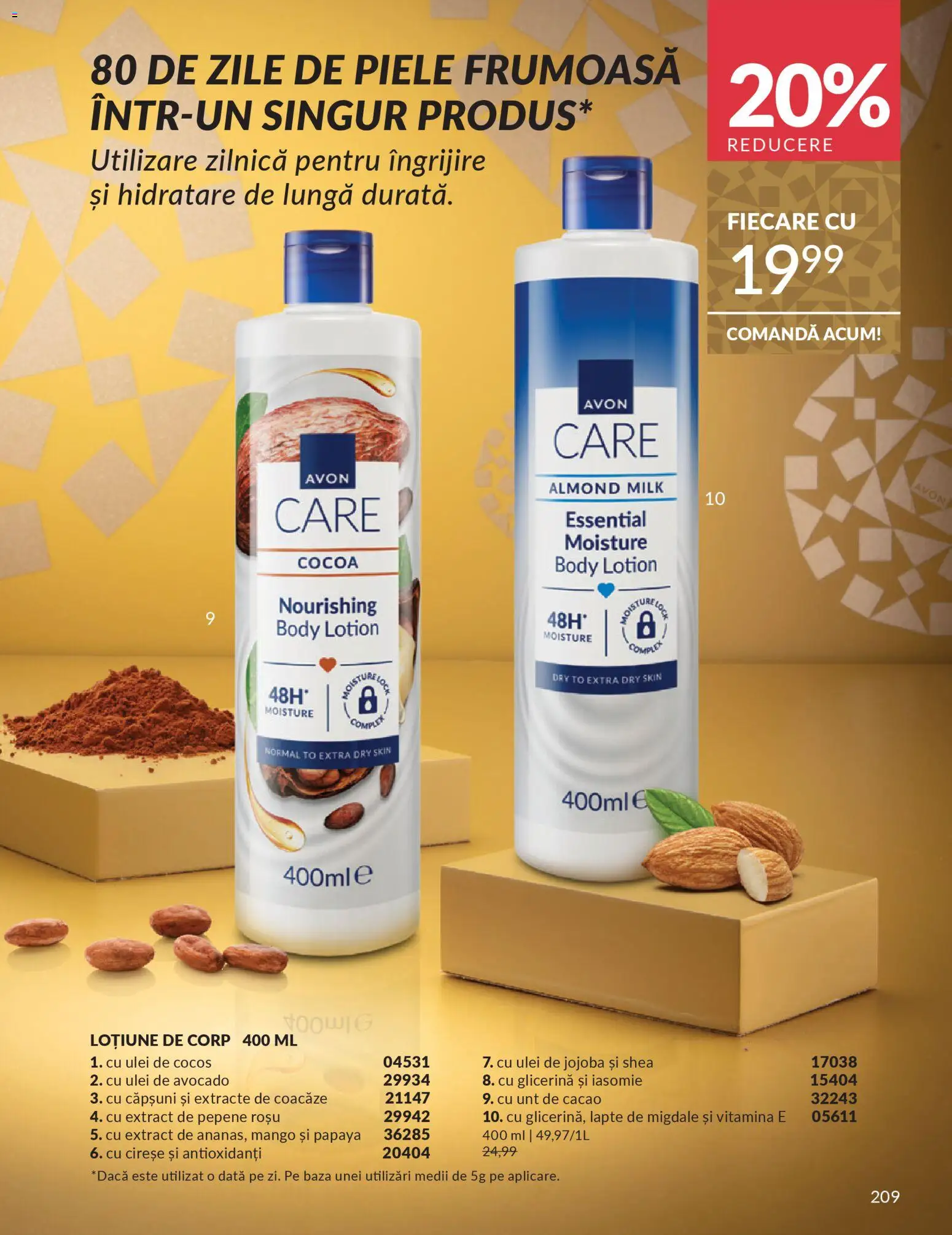 Noul catalog Avon – valabil de la 01.12.2025 | Pagină: 209 | Produse: Body, Ulei, Cacao, Avocado