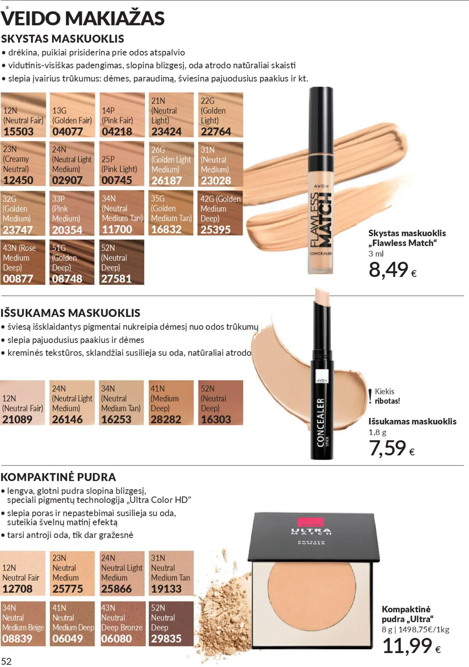 AVON akcijos nuo 01.01.2026 | Puslapis: 52 | Prekių: Maskuoklis, Makiažas, Pudra