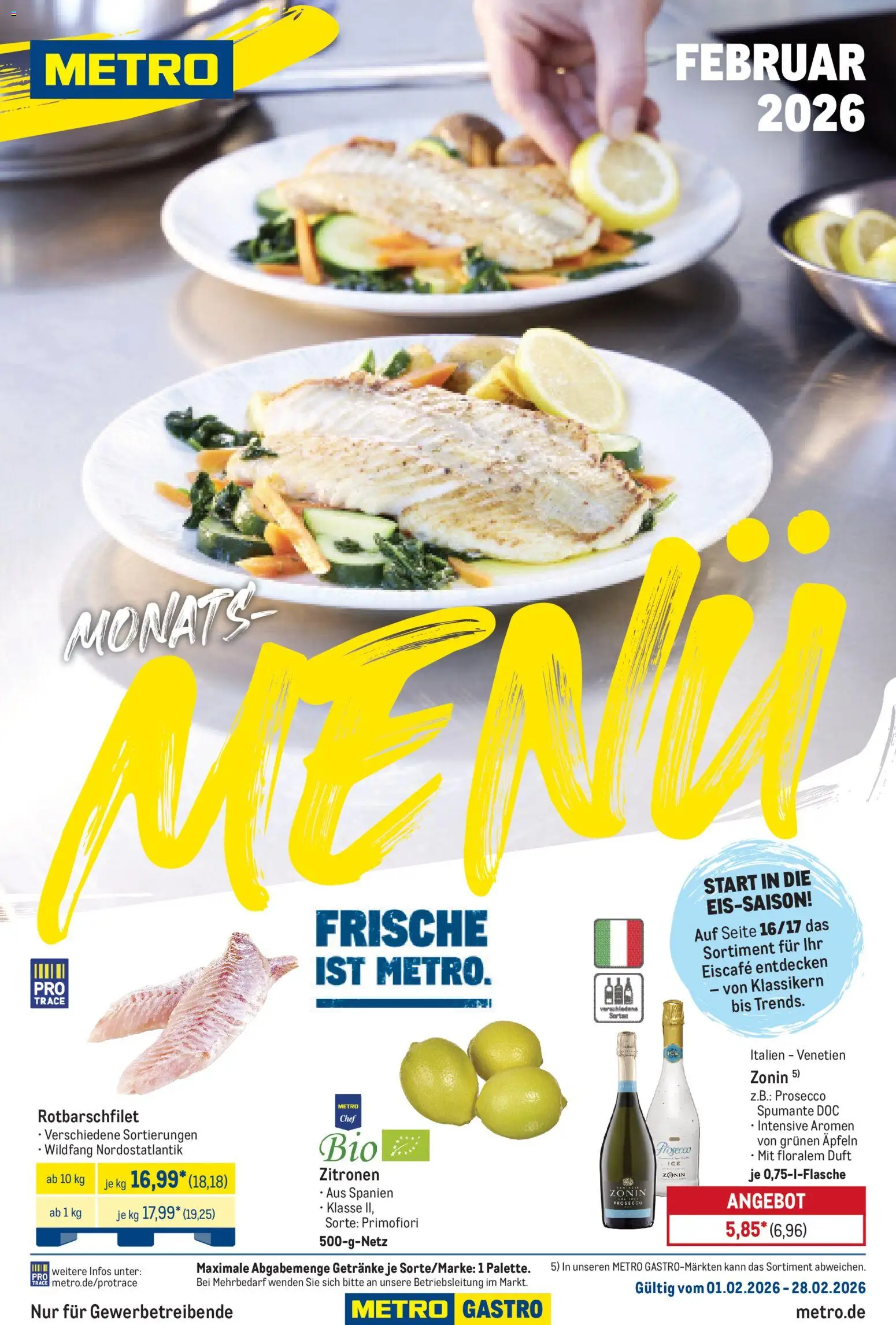 Metro Monats-Menü – gültig ab 01.02.2026 | Seite: 1 | Produkte: Duft, Prosecco, Zitronen