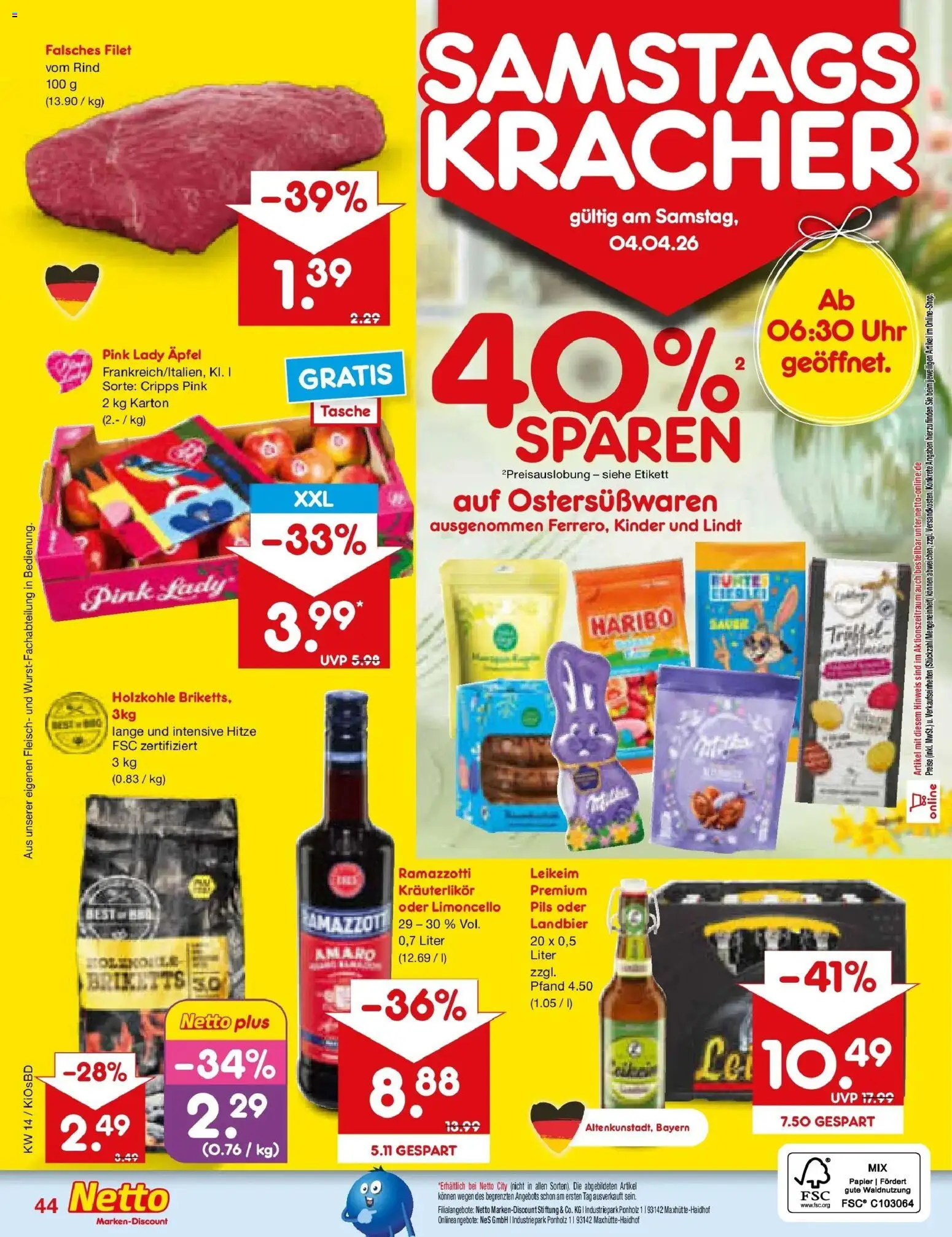 Netto Marken-Discount Prospekt Mistelbach	 – gültig ab 30.03.2026 | Seite: 58 | Produkte: Äpfel, Limoncello, Lindt, Fleisch