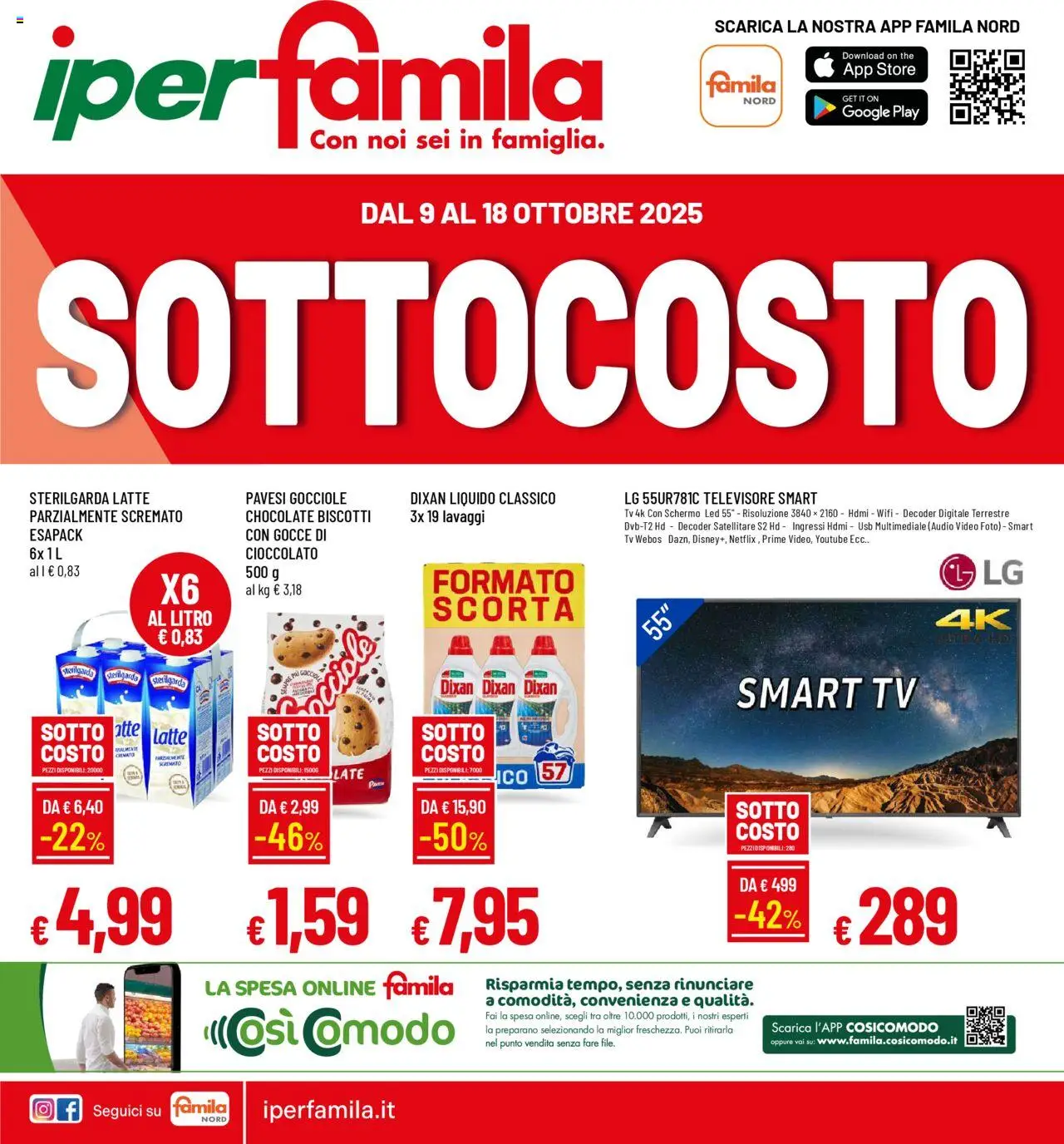 Volantino Famila del 09.10.2025 | Pagina: 1 | Prodotti: smart TV, Biscotti, Video, Satellitare