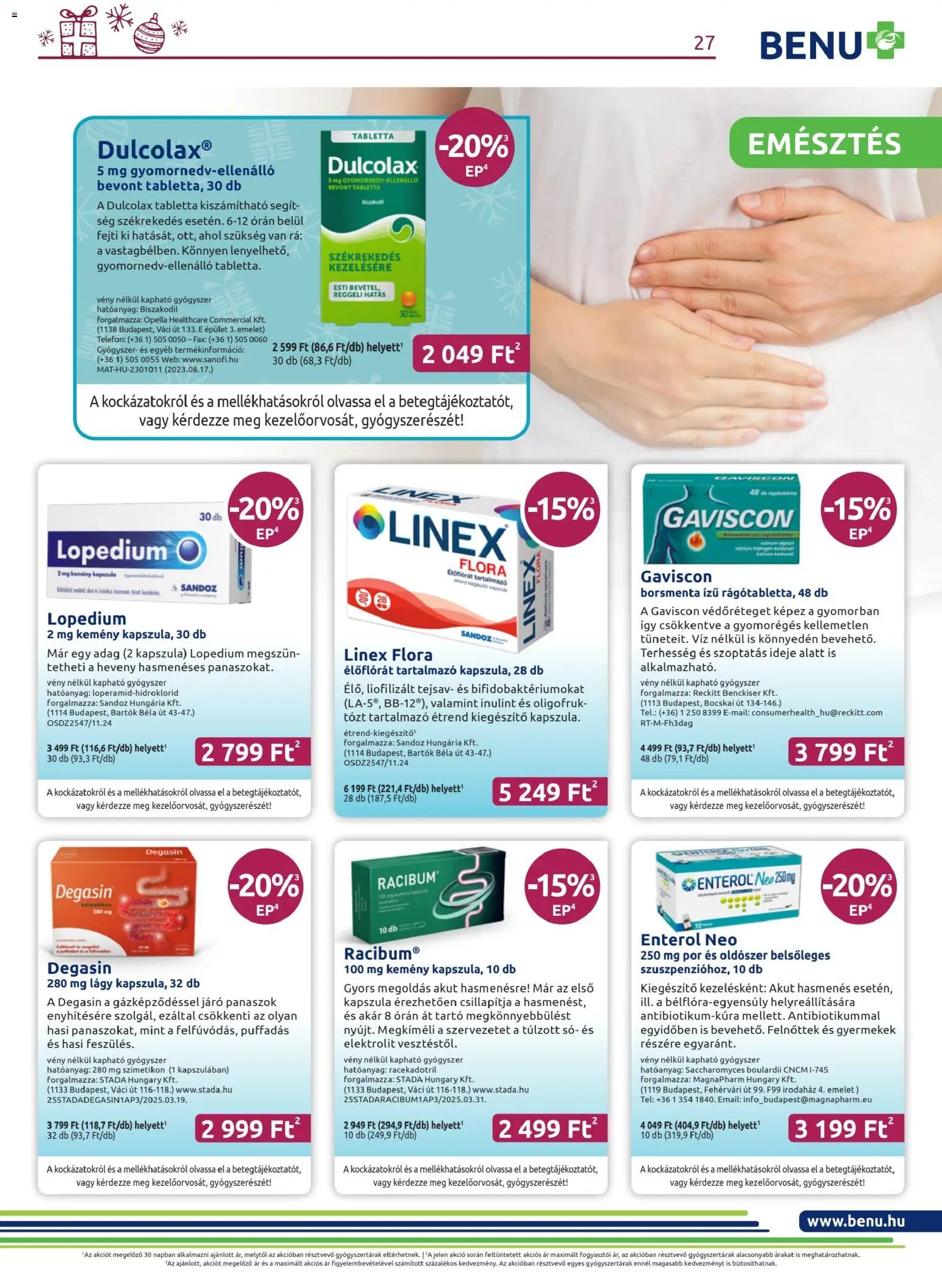 BENU Gyógyszertárak akciós ujság - amely érvényes a következő dátumtól: 01.12.2025 | Oldal: 27