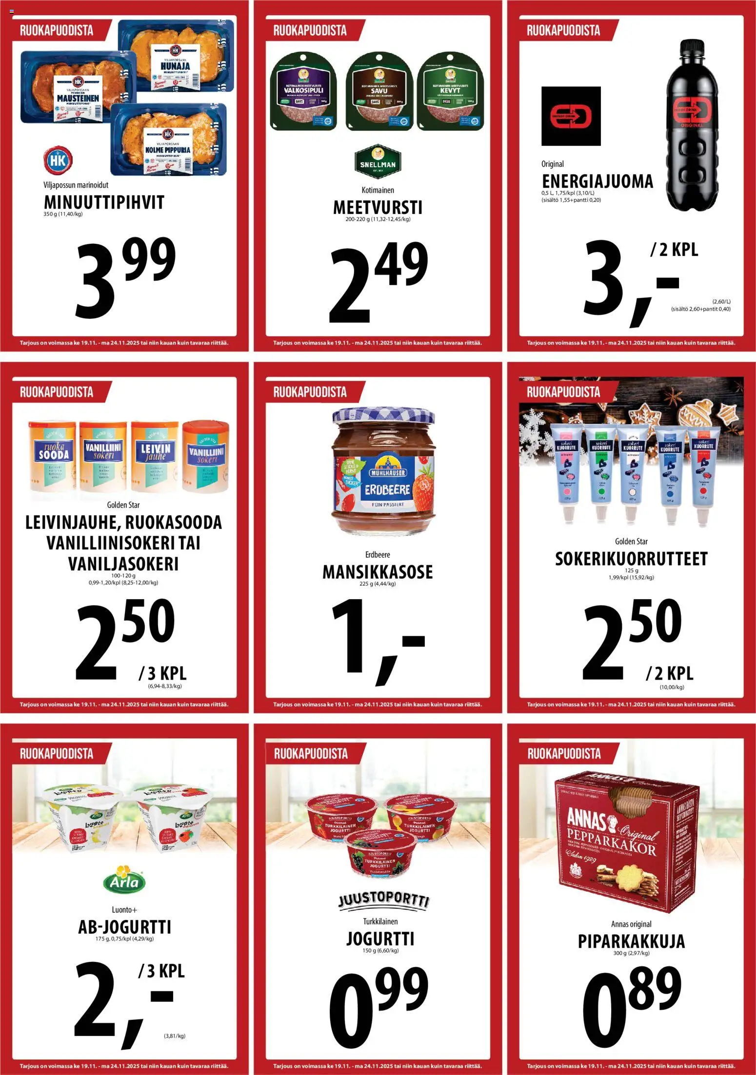 Tuuri tarjoukset – voimassa 19.11.2025 alkaen | Sivu: 29 | Tuotteet: Meetvursti, Valkosipuli, Energiajuoma, Hunaja