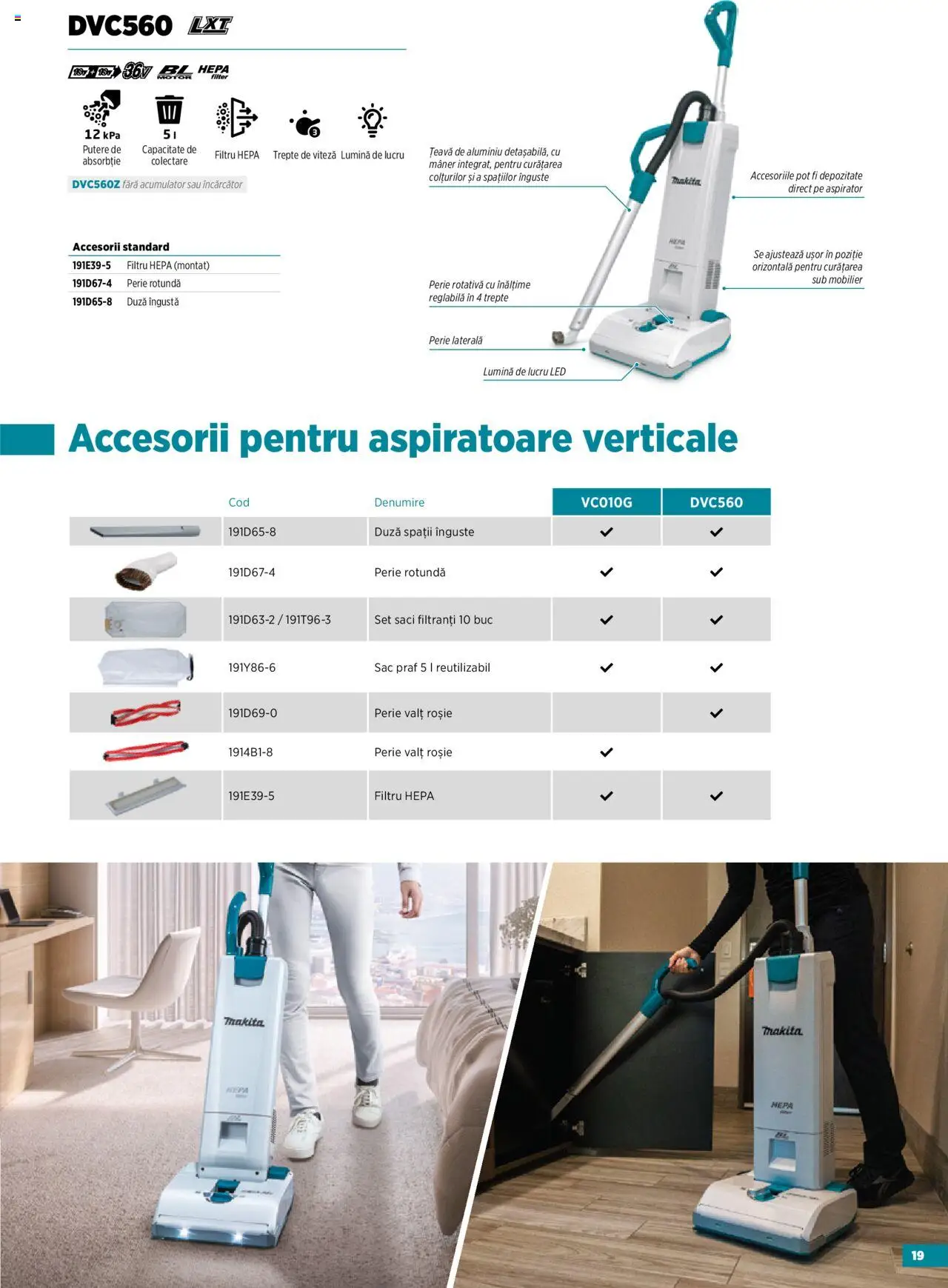 Noul catalog Makita – valabil de la 23.09.2025 | Pagină: 19 | Produse: Încărcător, Perie rotativă, Aspirator, Babak