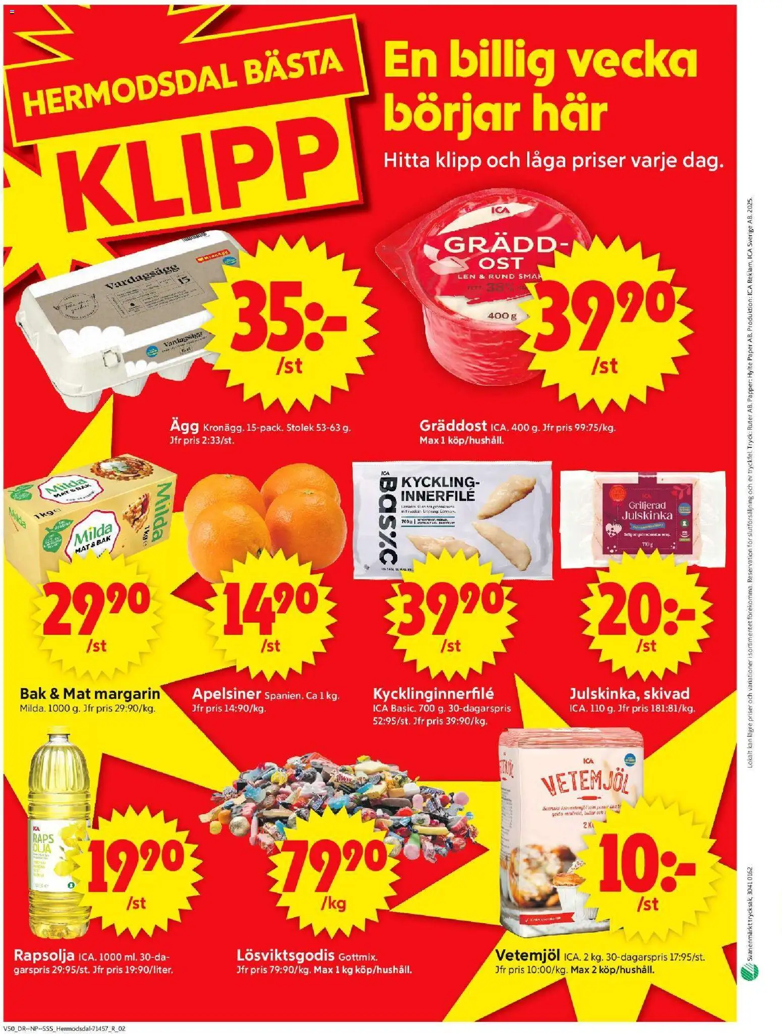 ICA Supermarket reklamblad aktuell från 08.12.2025 | Sida: 10 | Produkter: Margarin, Rapsolja, Ost, Apelsiner