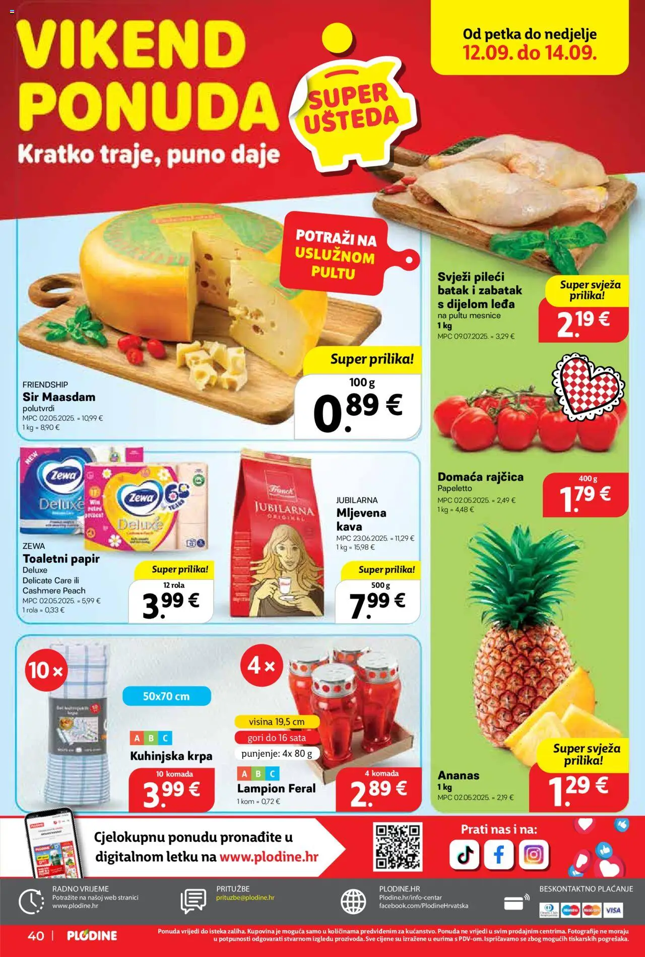 Plodine katalog | vrijedi od 10.09.2025 | Stranica: 40 | Proizvodi: Sir, Kava, Toaletni papir, Lampion