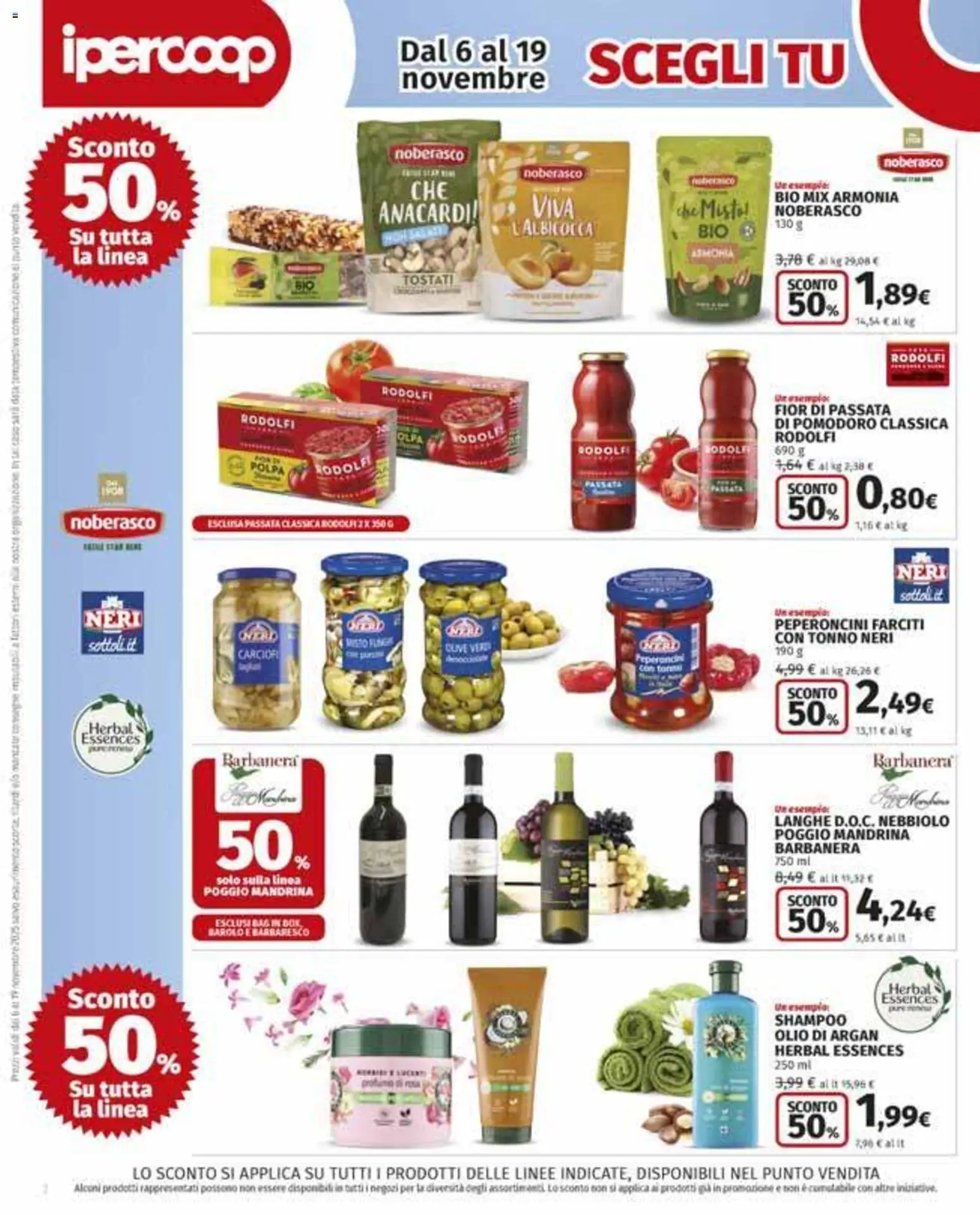 Volantino Ipercoop del 06.11.2025 | Pagina: 2 | Prodotti: Shampoo, Olio, Anacardi, Tonno