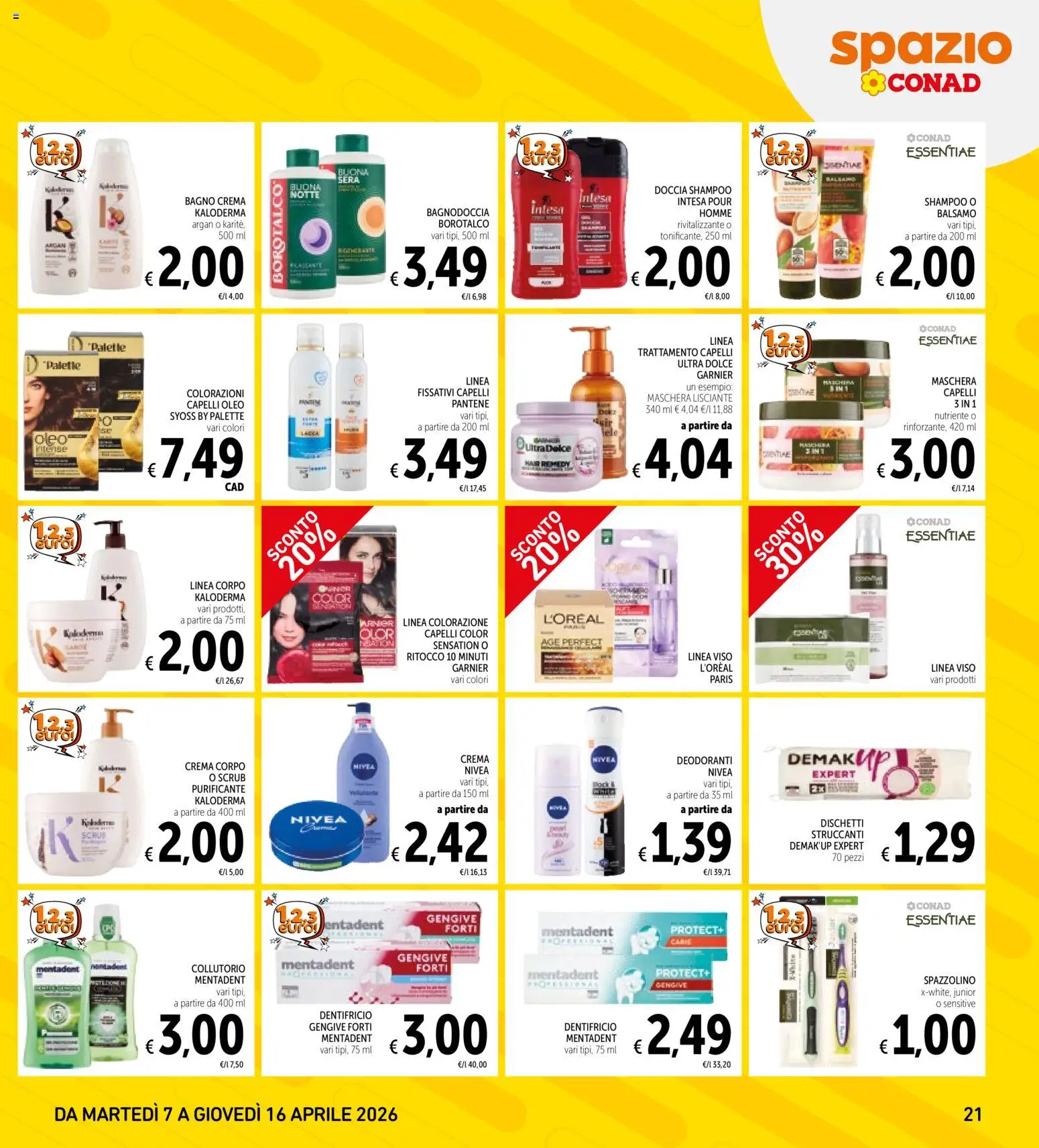 Volantino Spazio Conad del 07.04.2026 | Pagina: 21 | Prodotti: Shampoo, Crema, Maschera, Doccia