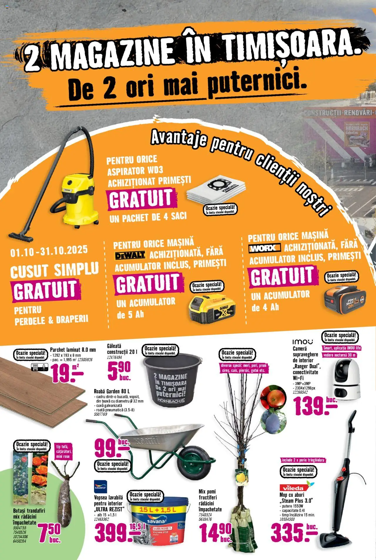 Noul catalog Hornbach – valabil de la 01.10.2025 | Pagină: 2 | Produse: Vopsea, Roabă, Türk kahvesi öğütme değirmeni, Țeavă