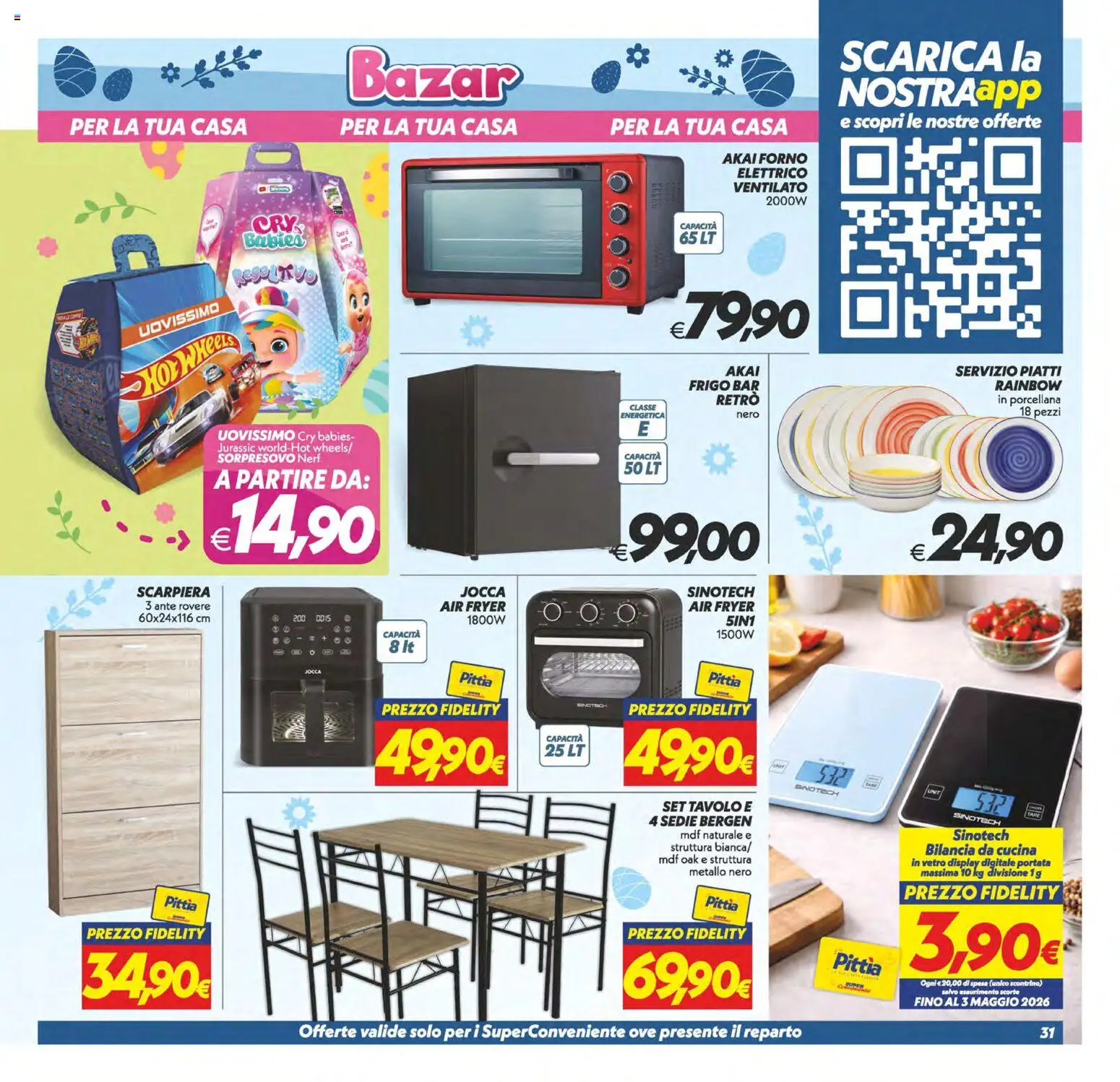 Volantino SuperConveniente del 27.03.2026 | Pagina: 31 | Prodotti: Scarpiera, Bilancia, Tavolo, Forno elettrico