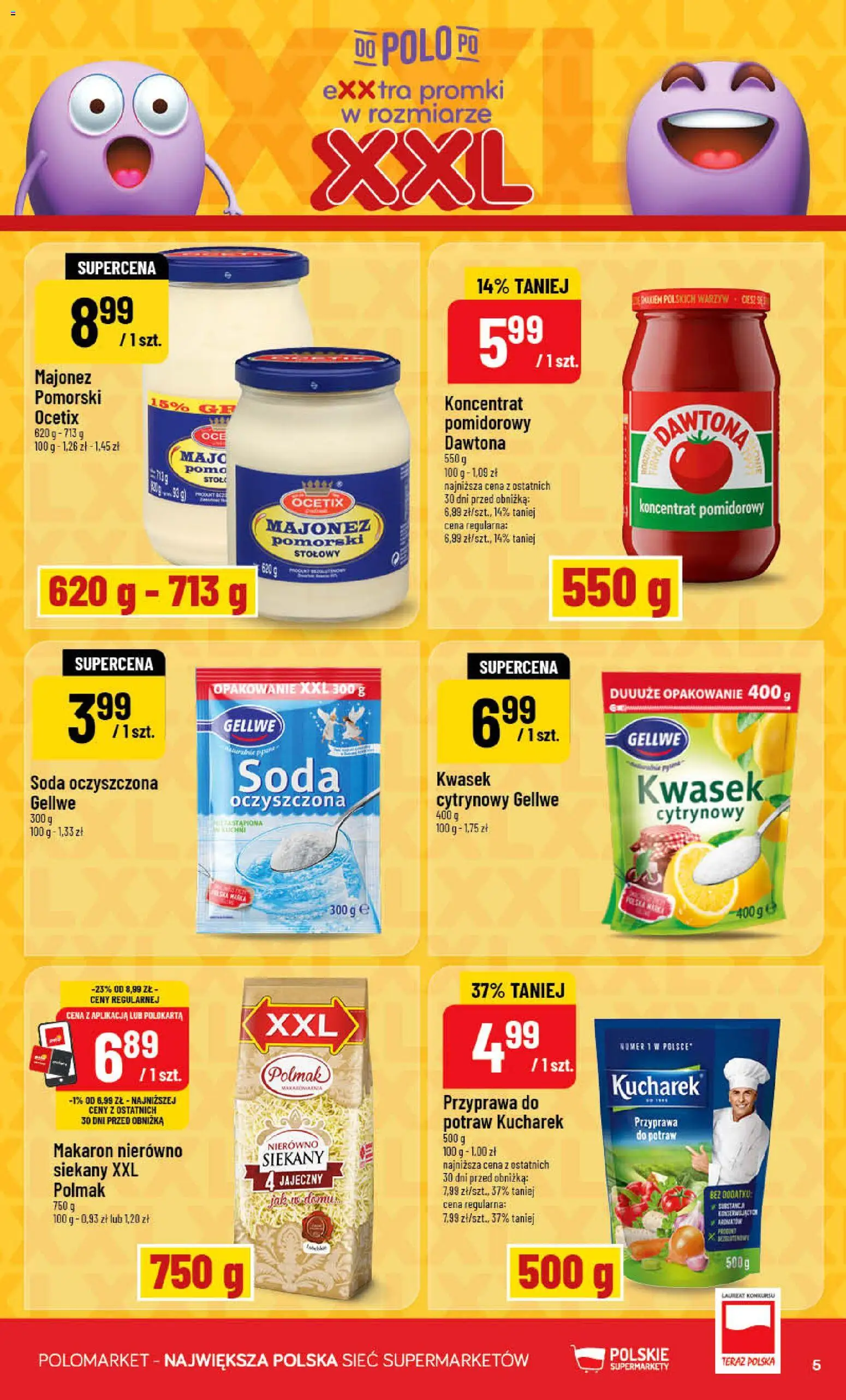 POLOmarket gazetka od 08.04.2026 | Strona: 5 | Produkty: Koncentrat pomidorowy, Soda oczyszczona, Stół, Majonez