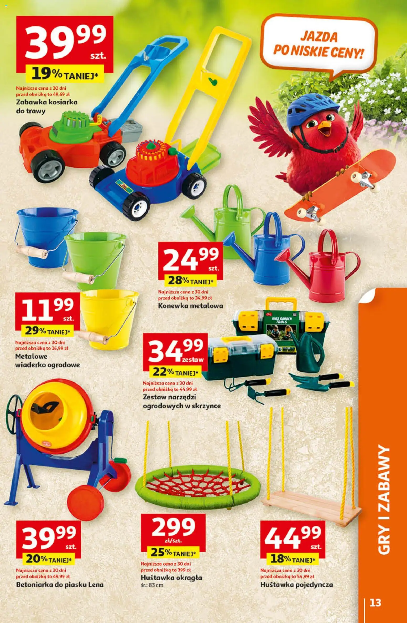 Auchan - Gazetka 30 Lat Hipermarket  od 09.04.2026 | Strona: 13 | Produkty: Trawy, Zestaw narzędzi, Kosiarka, Gry