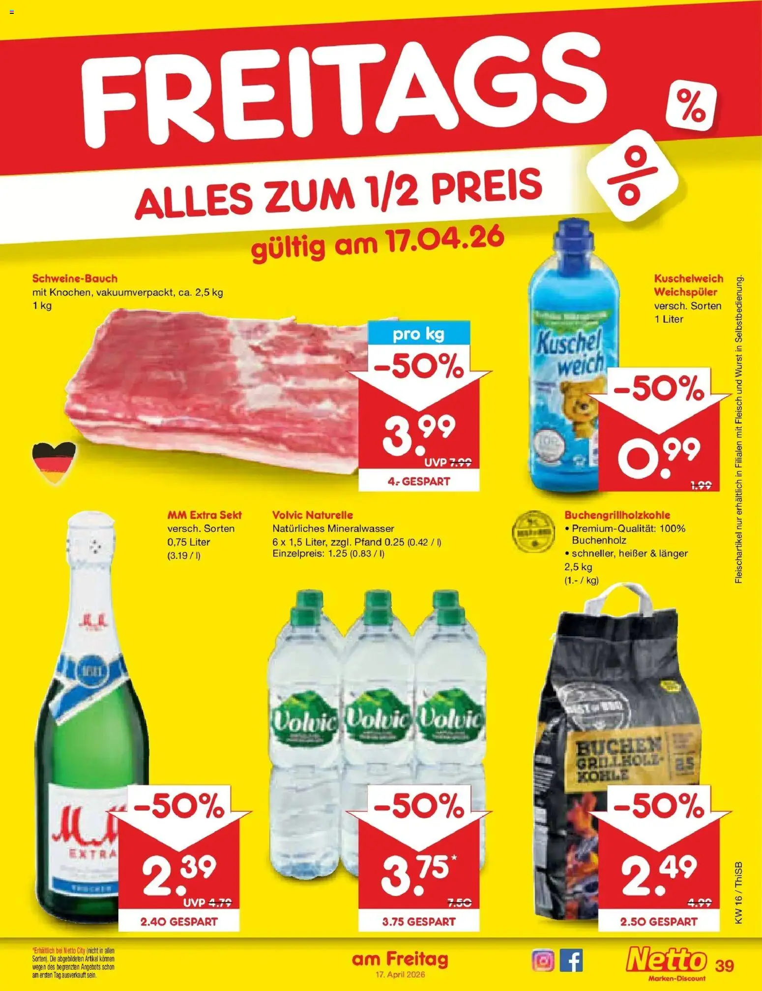 Netto Marken-Discount Prospekt Pirna	 – gültig ab 13.04.2026 | Seite: 61 | Produkte: Schweinebauch, Mineralwasser, Weichspüler, Wurst