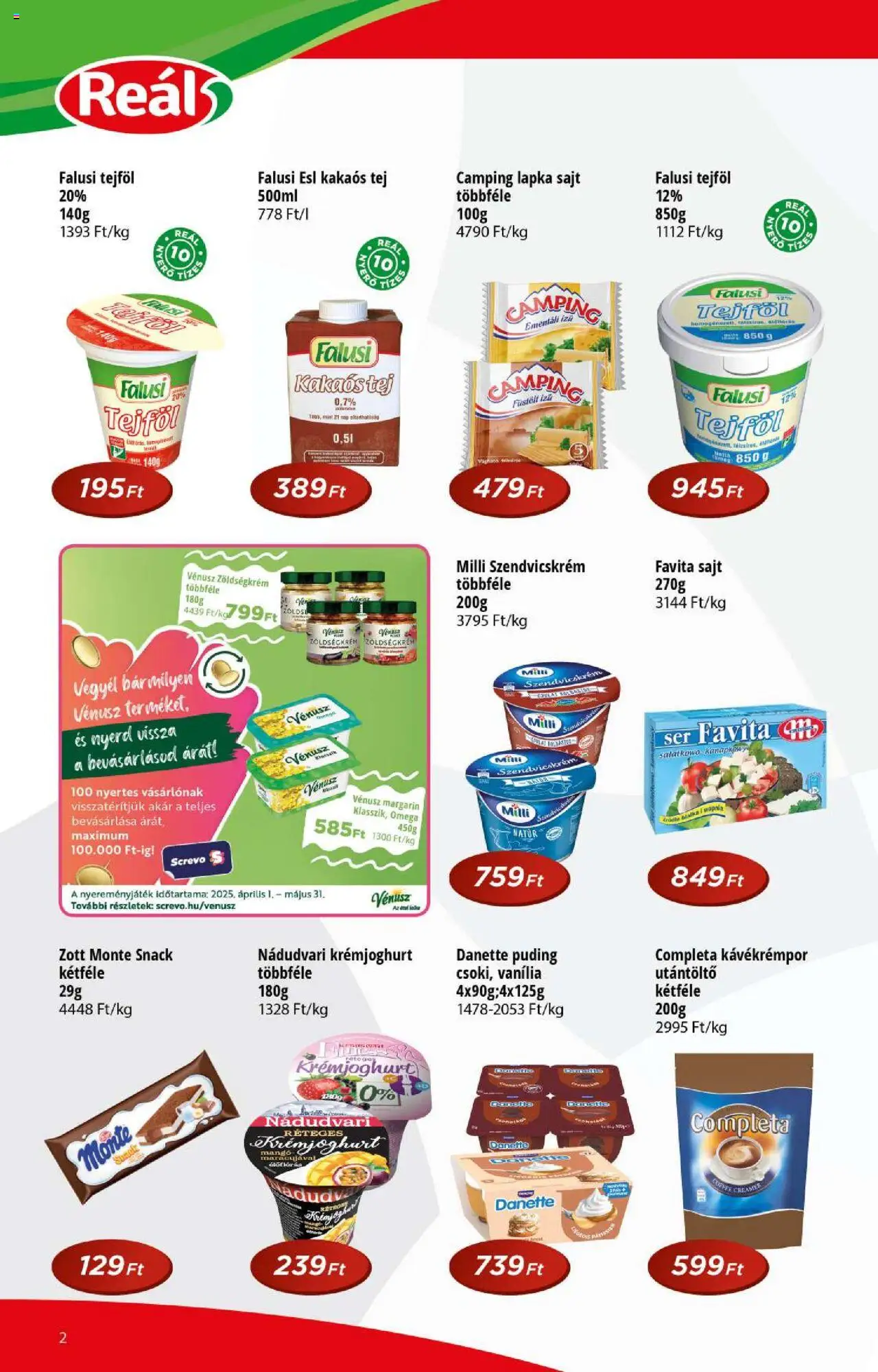 Reál akciós ujság - amely érvényes a következő dátumtól: 21.05.2025 | Oldal: 2 | Termékek: Puding, Szendvicskrém, Margarin, Tejföl