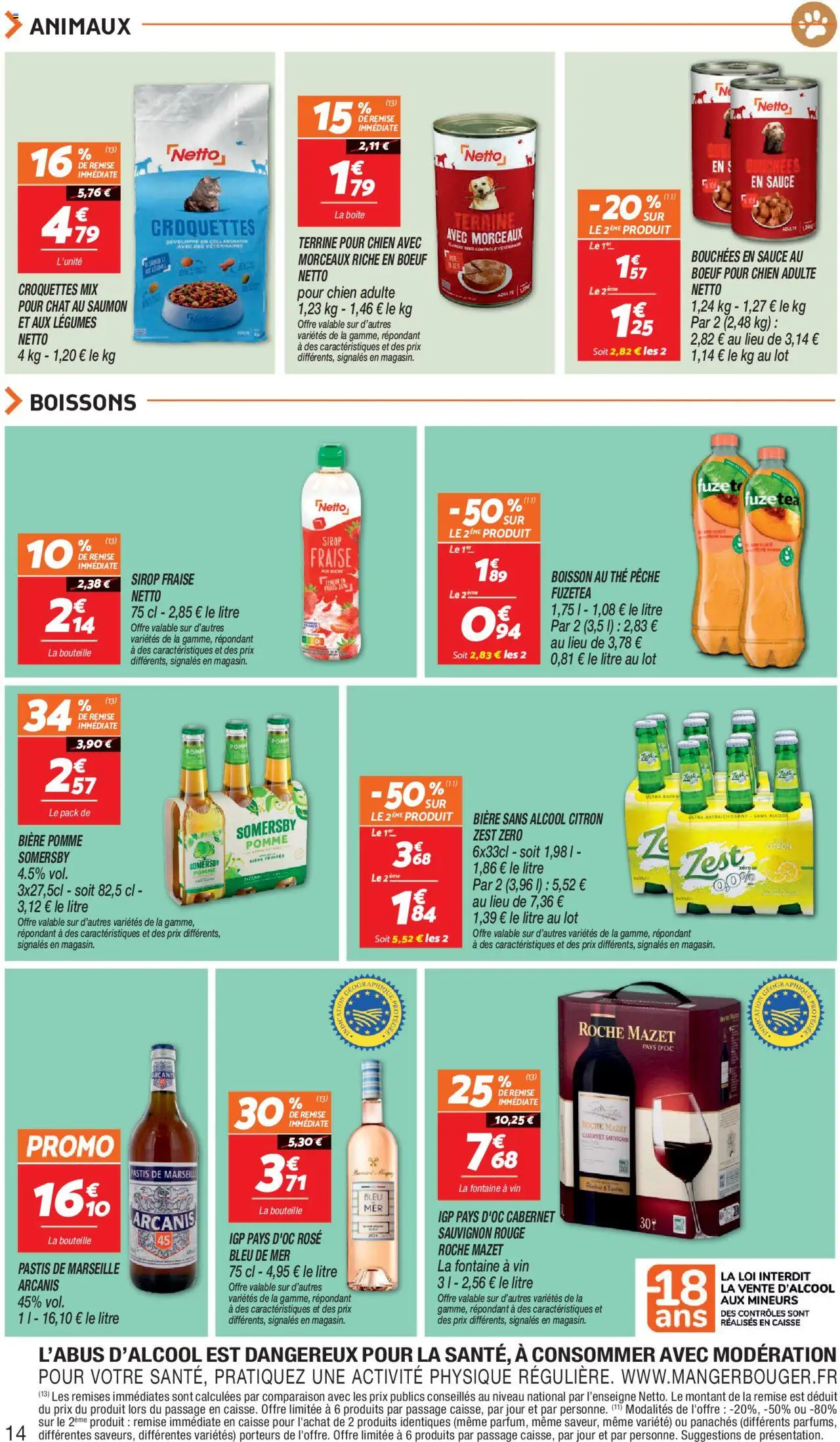  | Page: 14 | Produits: Pastis, Citron, Pêche, Vin
