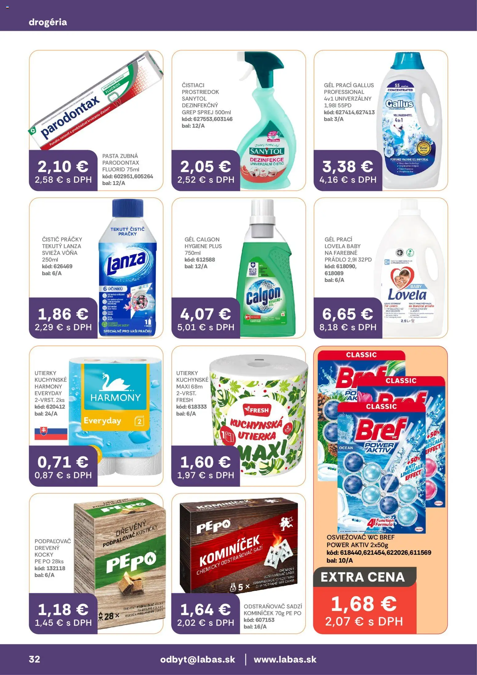 Nové Labaš akcie – leták je platný od 13.03.2026 | Strana: 32 | Produkty: Práčky, Wc, Sanytol