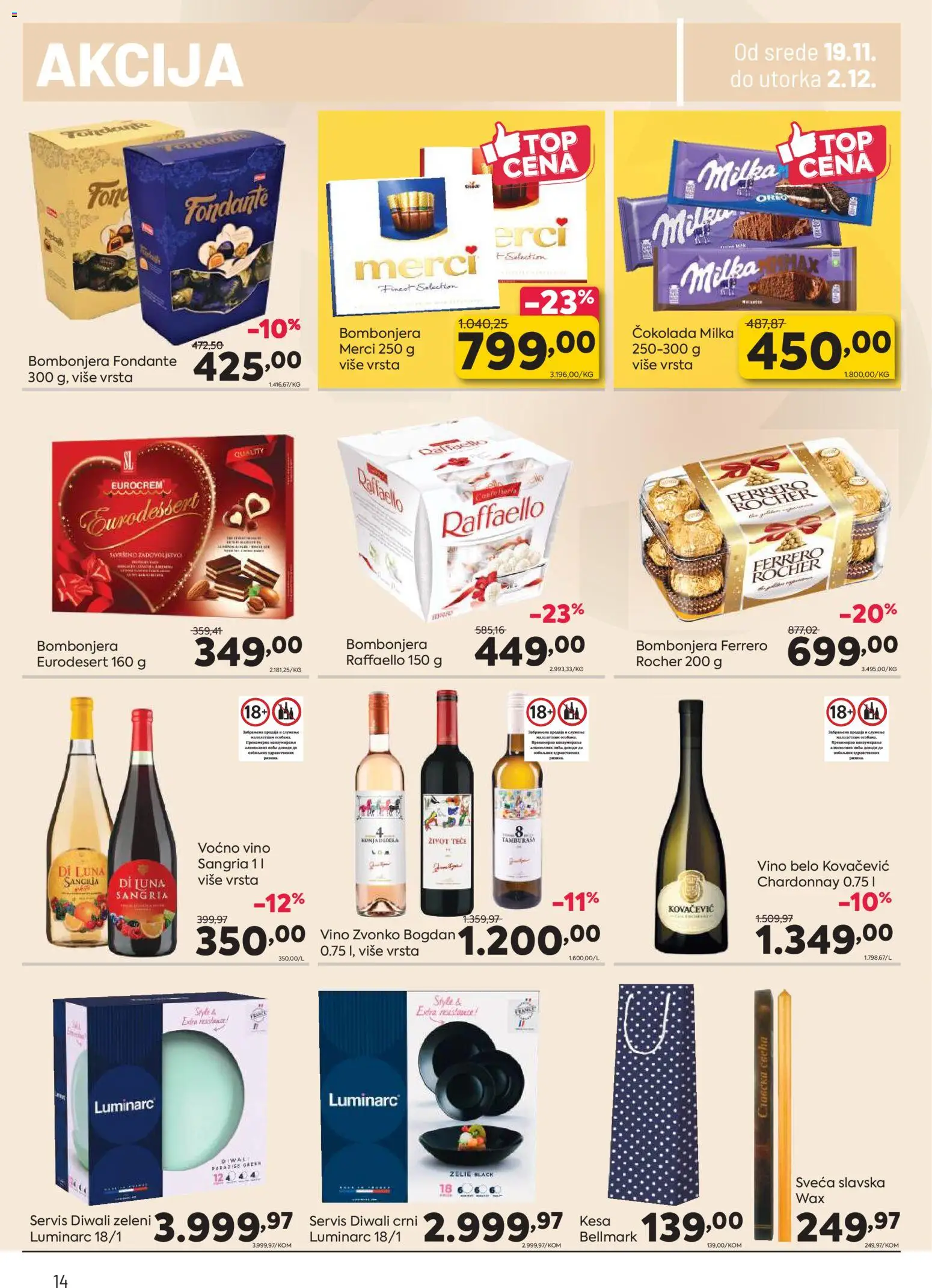 PerSu katalog - važi od 19.11.2025 | Strana: 14 | Proizvode: Raffaello, Bombonjera, Merci, Eurocrem