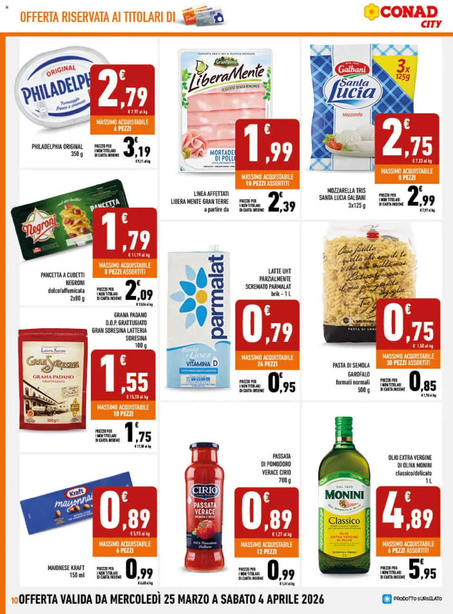 Volantino Conad del 25.03.2026 | Pagina: 10 | Prodotti: Mozzarella, Pomodoro, Pasta, Fanta
