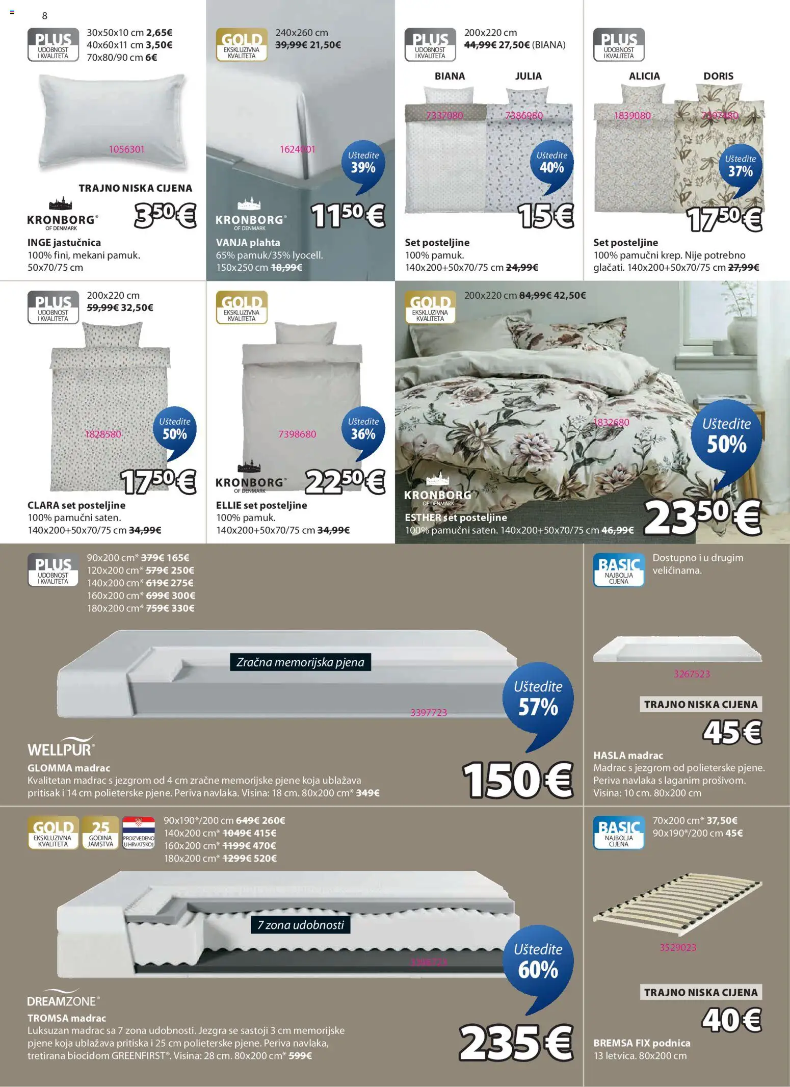 JYSK katalog | vrijedi od 18.02.2026 | Stranica: 8 | Proizvodi: Madrac, Jastučnica, Plahta