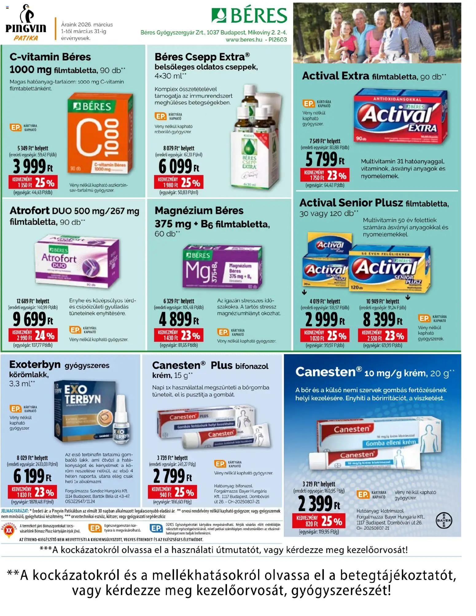Pingvin Patika akciós ujság - amely érvényes a következő dátumtól: 01.03.2026 | Oldal: 7 | Termékek: Béres csepp, Gomba, Gyógyszerek, Só