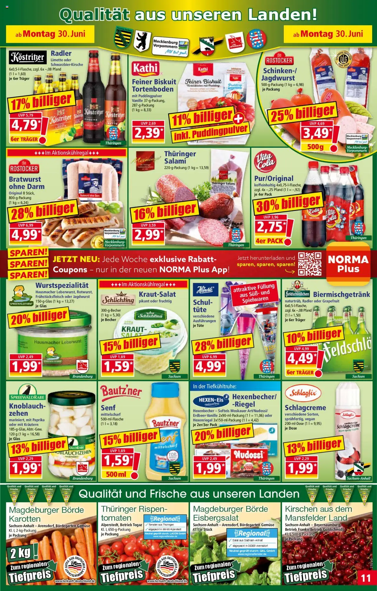 Norma Prospekt 	 - gültig ab dem 30.06.2025 | Seite: 12 | Produkte: Bratwurst, Radler, Paprika, Limette